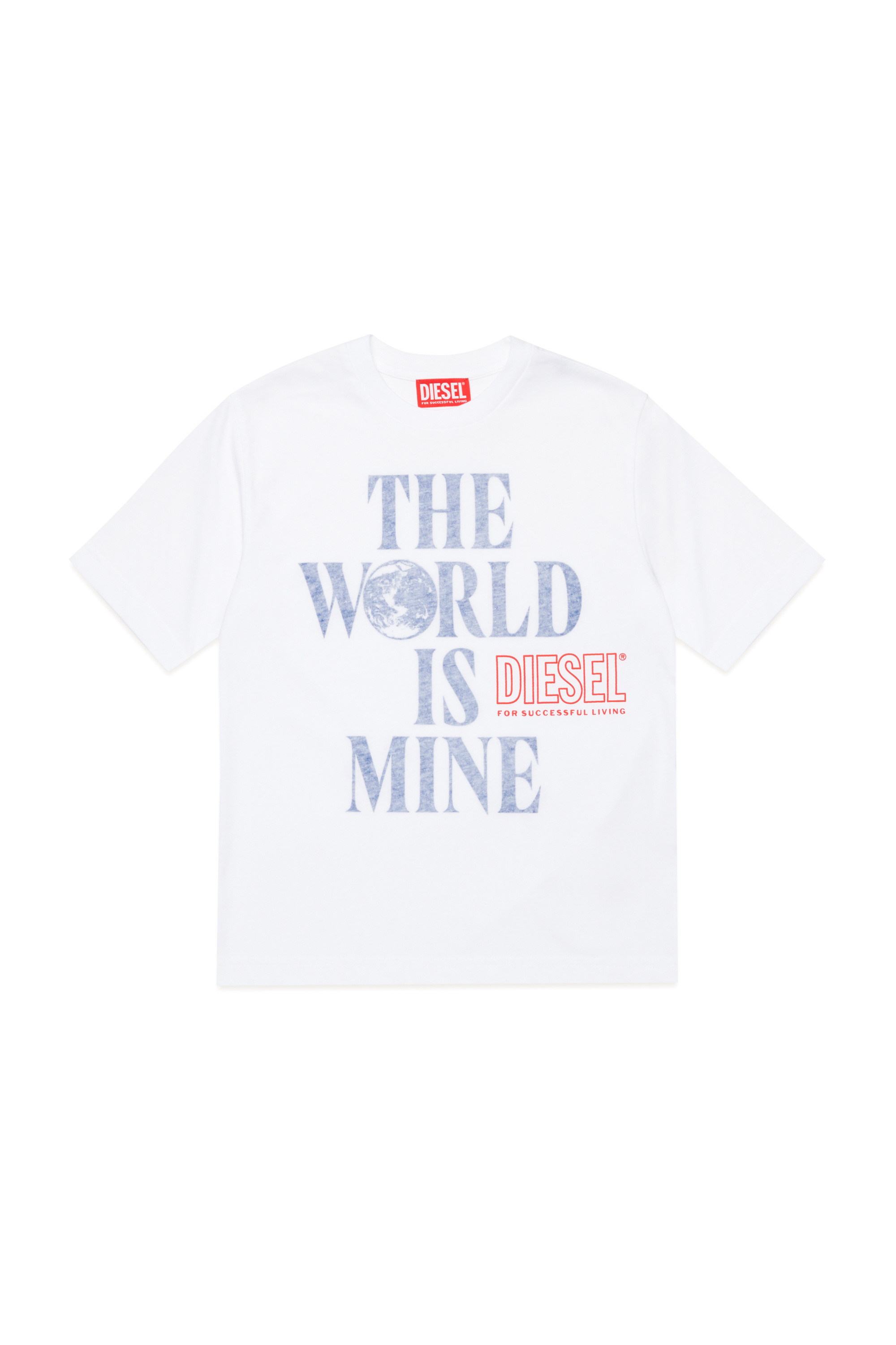 Diesel - TWASHL7 OVER, Man's T-shirt with World is Mine logo in White - 1