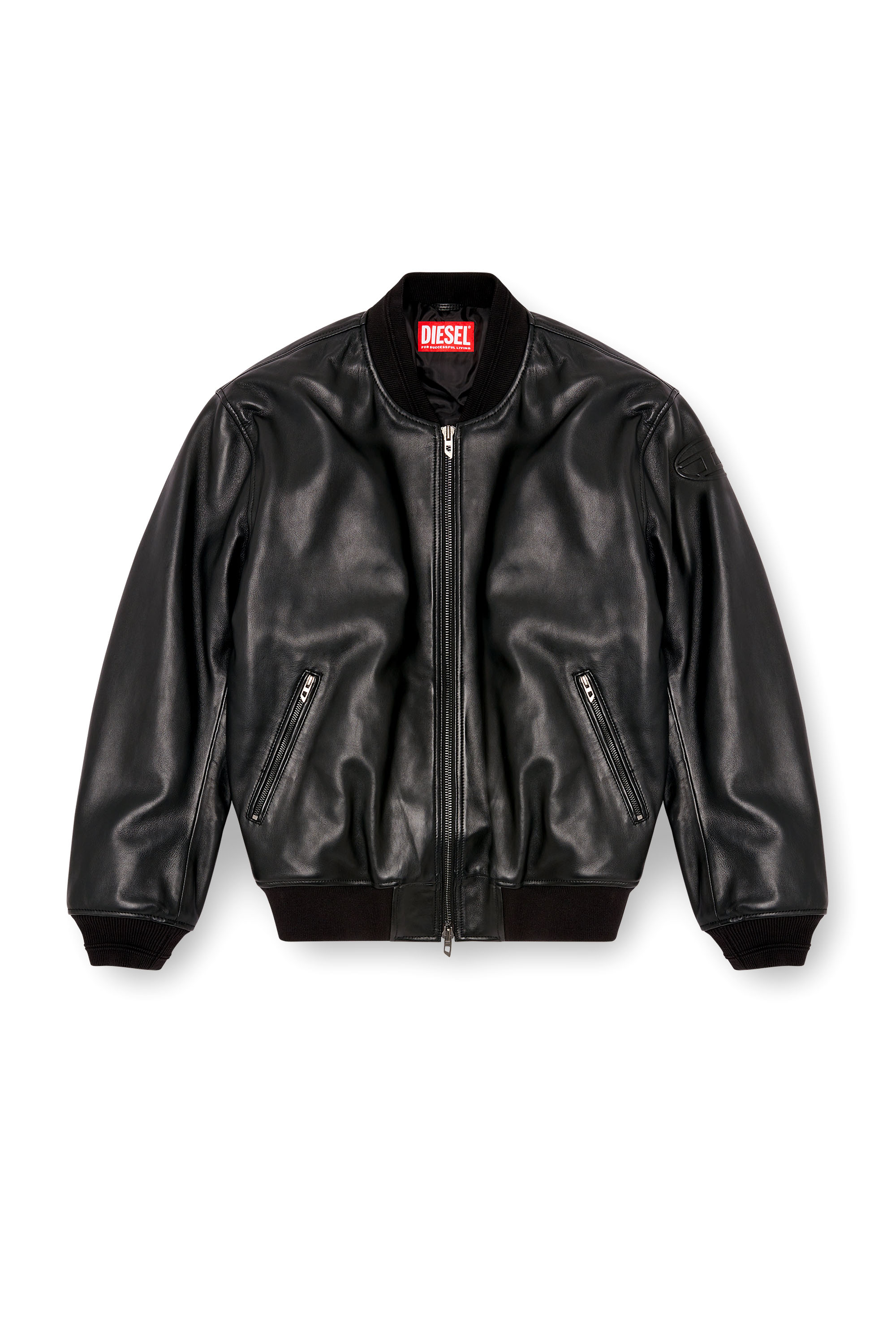 Diesel - L-KHAN, Man's Leather bomber jacket in Black - 6