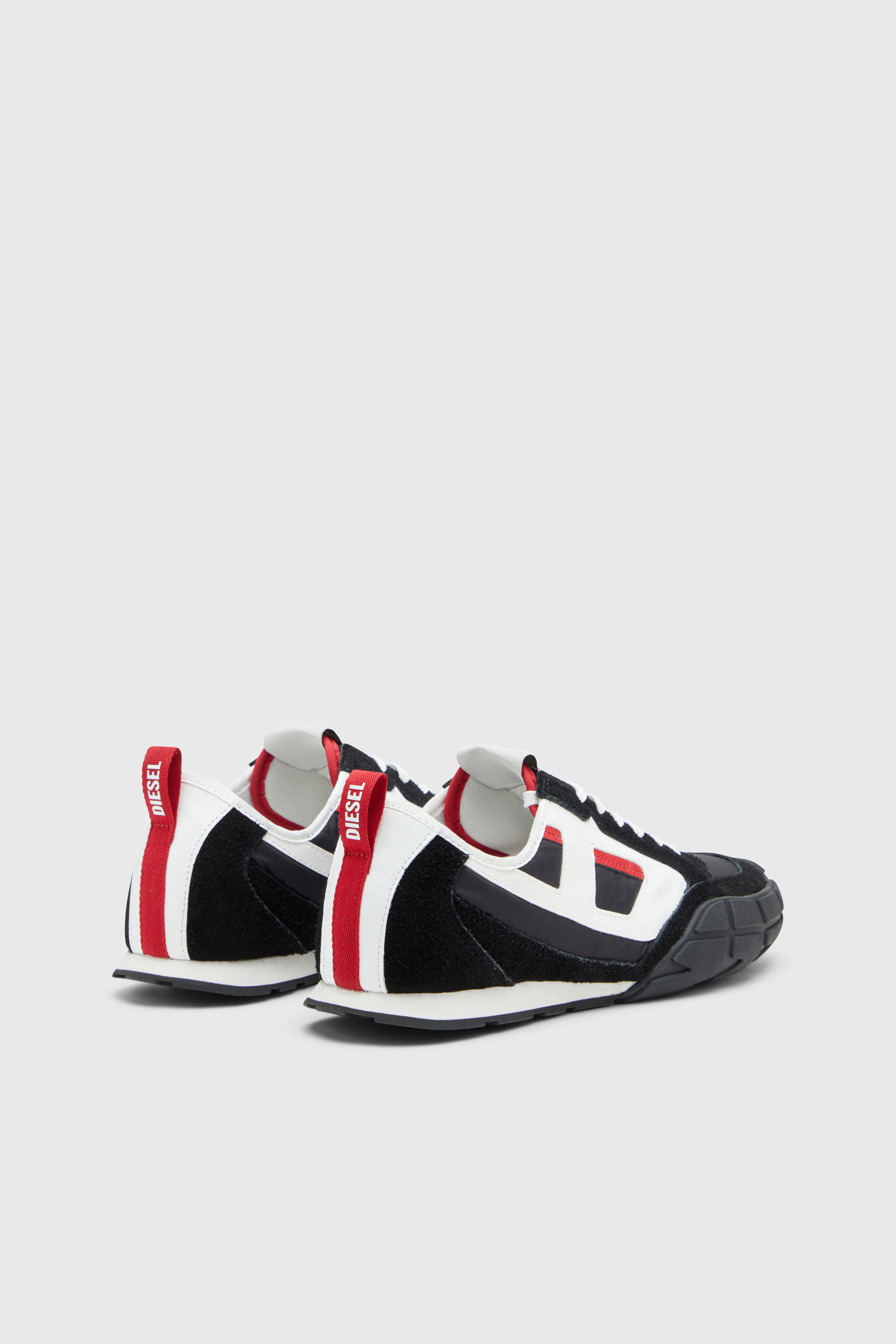 Diesel - S-PAGODHA LOW, Man's S-Pagodha-Sneakers in leather, suede and ripstop in Black/Red - 3