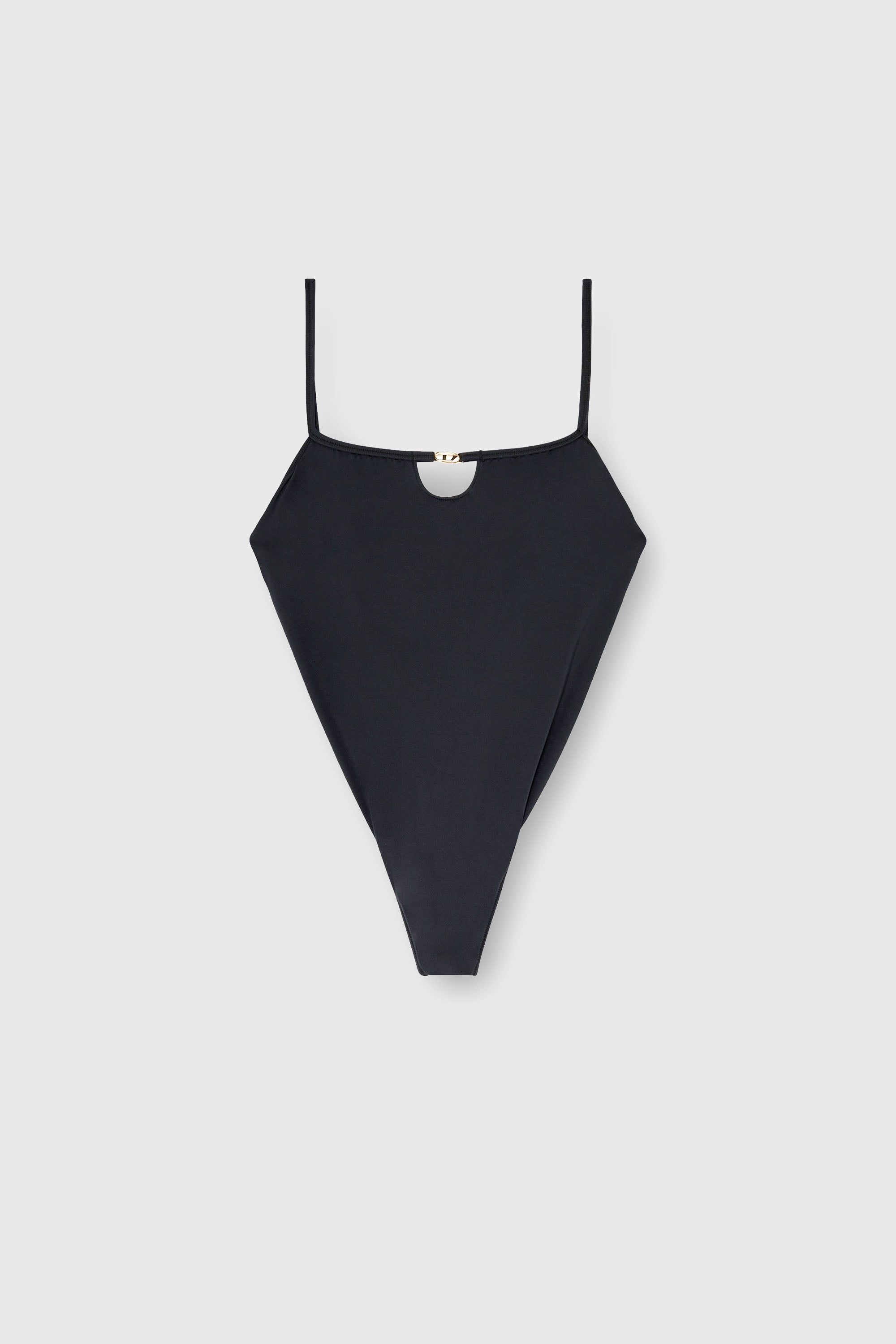 Diesel - KIARA-UTLT, Woman's Nylon bodysuit with cut-out and metal Oval D in Black - 2