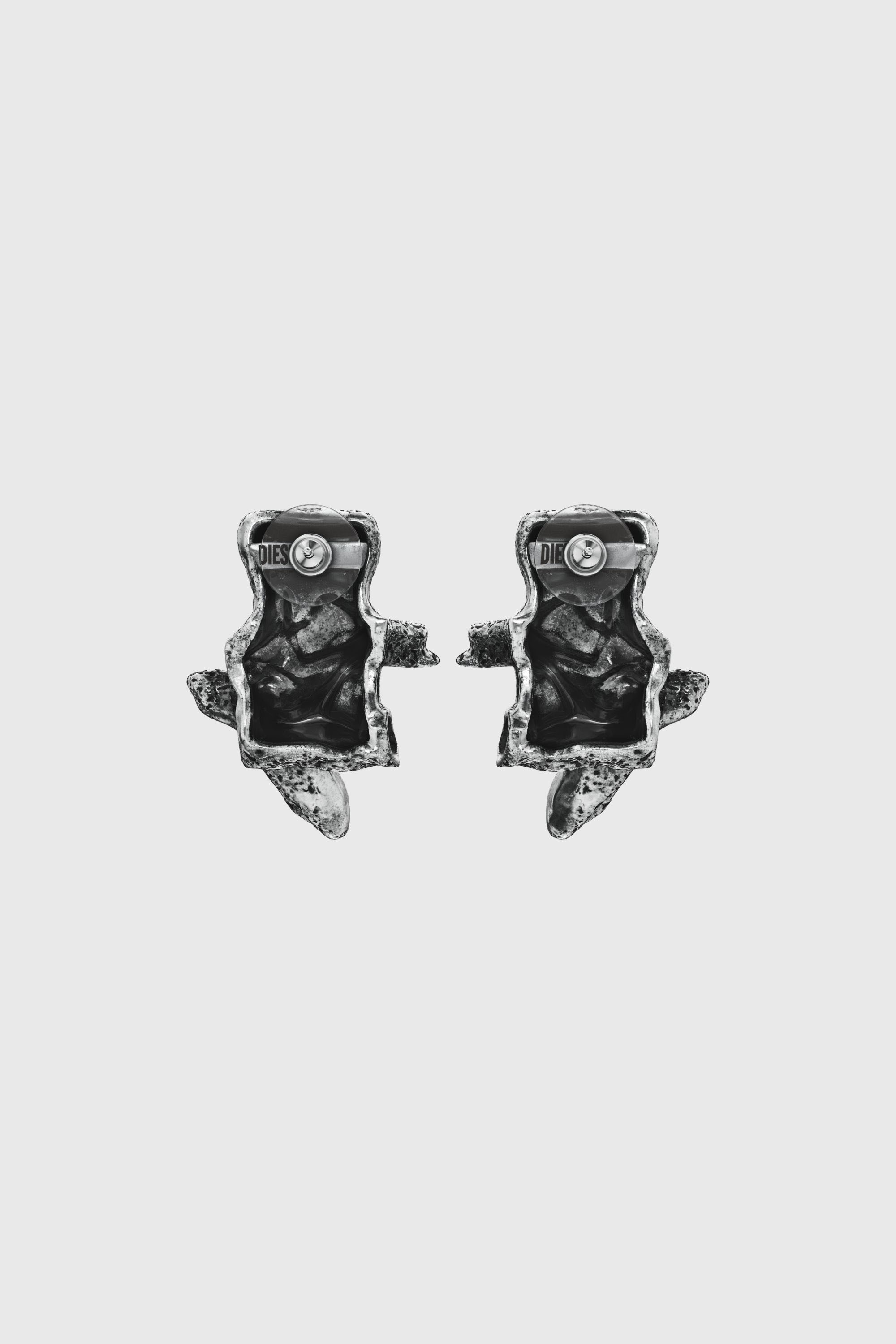 Diesel - DX1710040 JEWELLERY, Unisex's Silver-tone stud earrings in Dark grey - 3