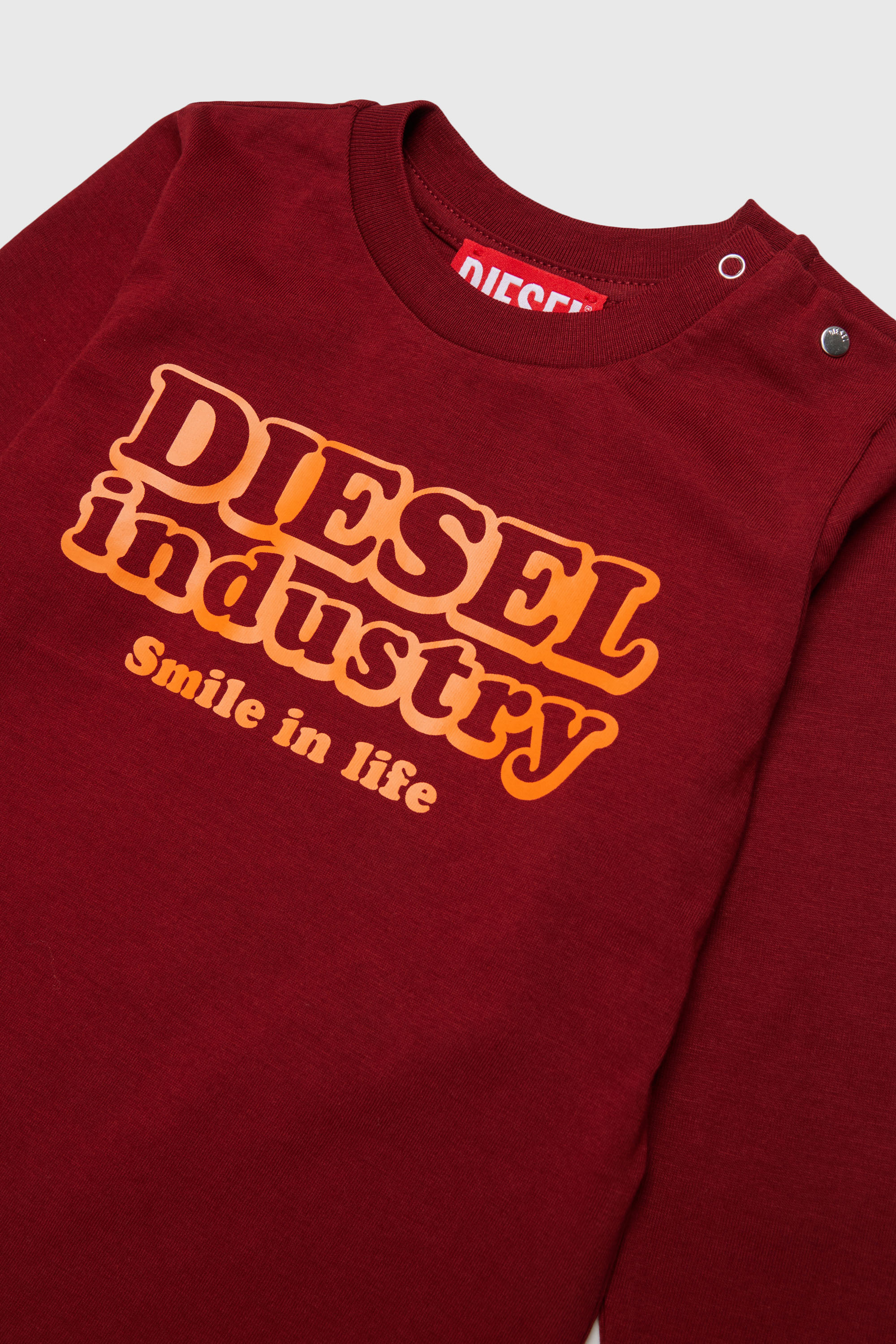 Diesel - TLODIMB, Man's Long-sleeve T-shirt with Diesel Industry print in Red - 3