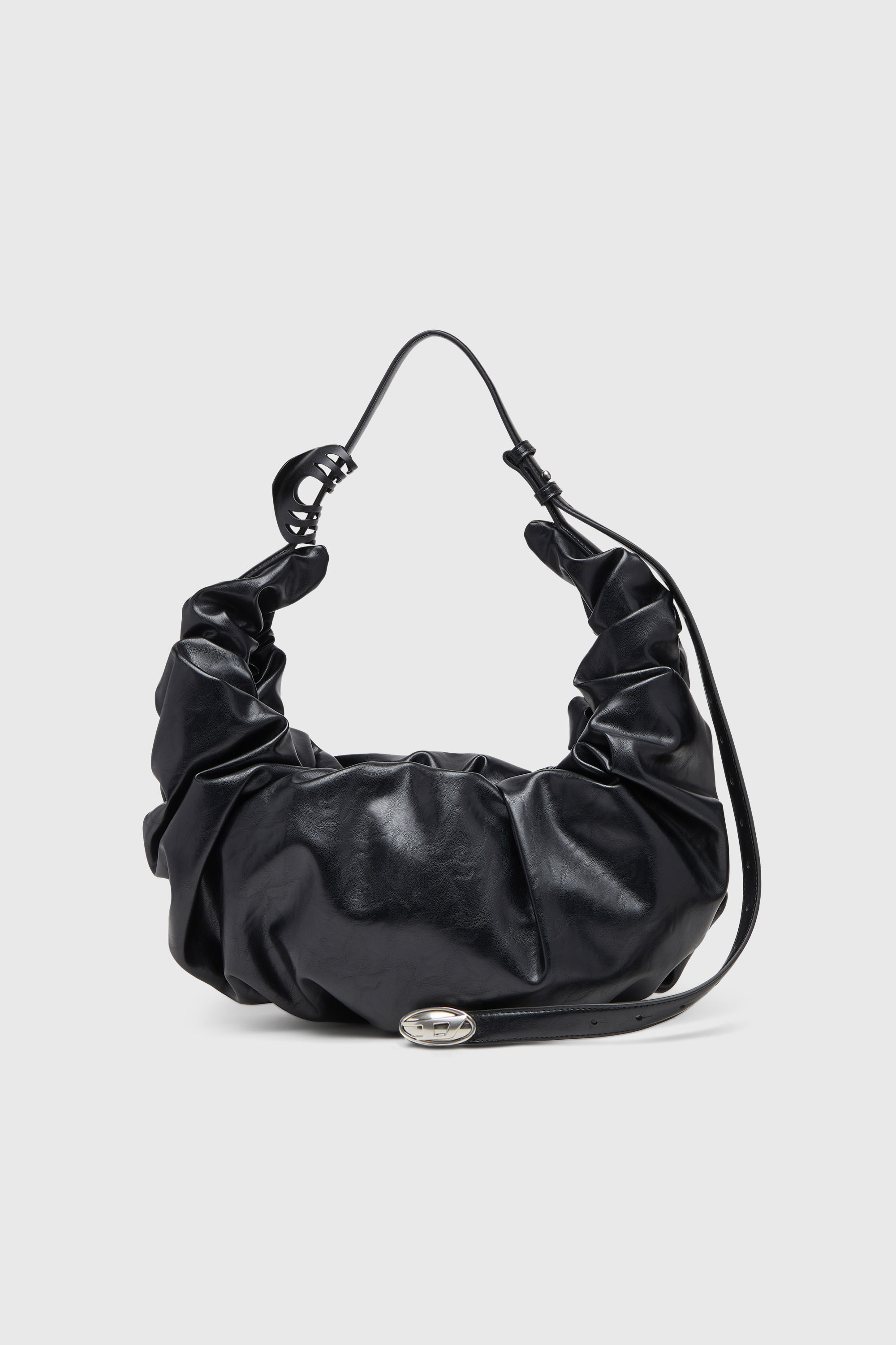 Diesel - GRAB-D HOBO L, Woman's Grab-D-Large scrunched hobo bag in Black - 2