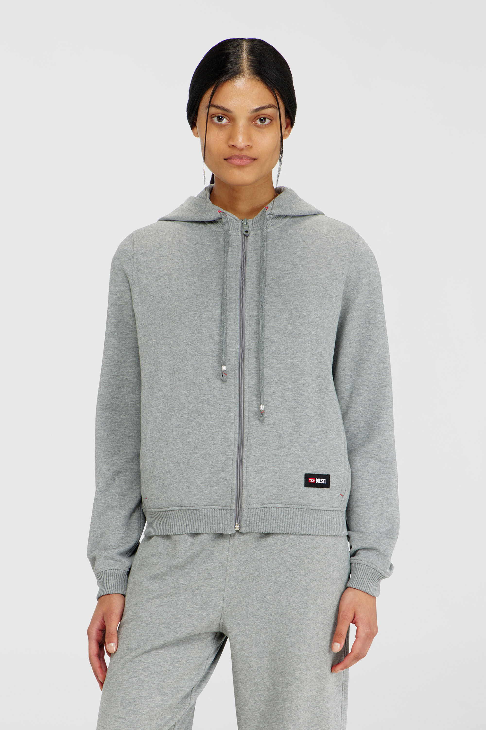 Diesel - HARRIET-D-CORE, Woman's Hoodie in peached cotton blend in Grey - 3