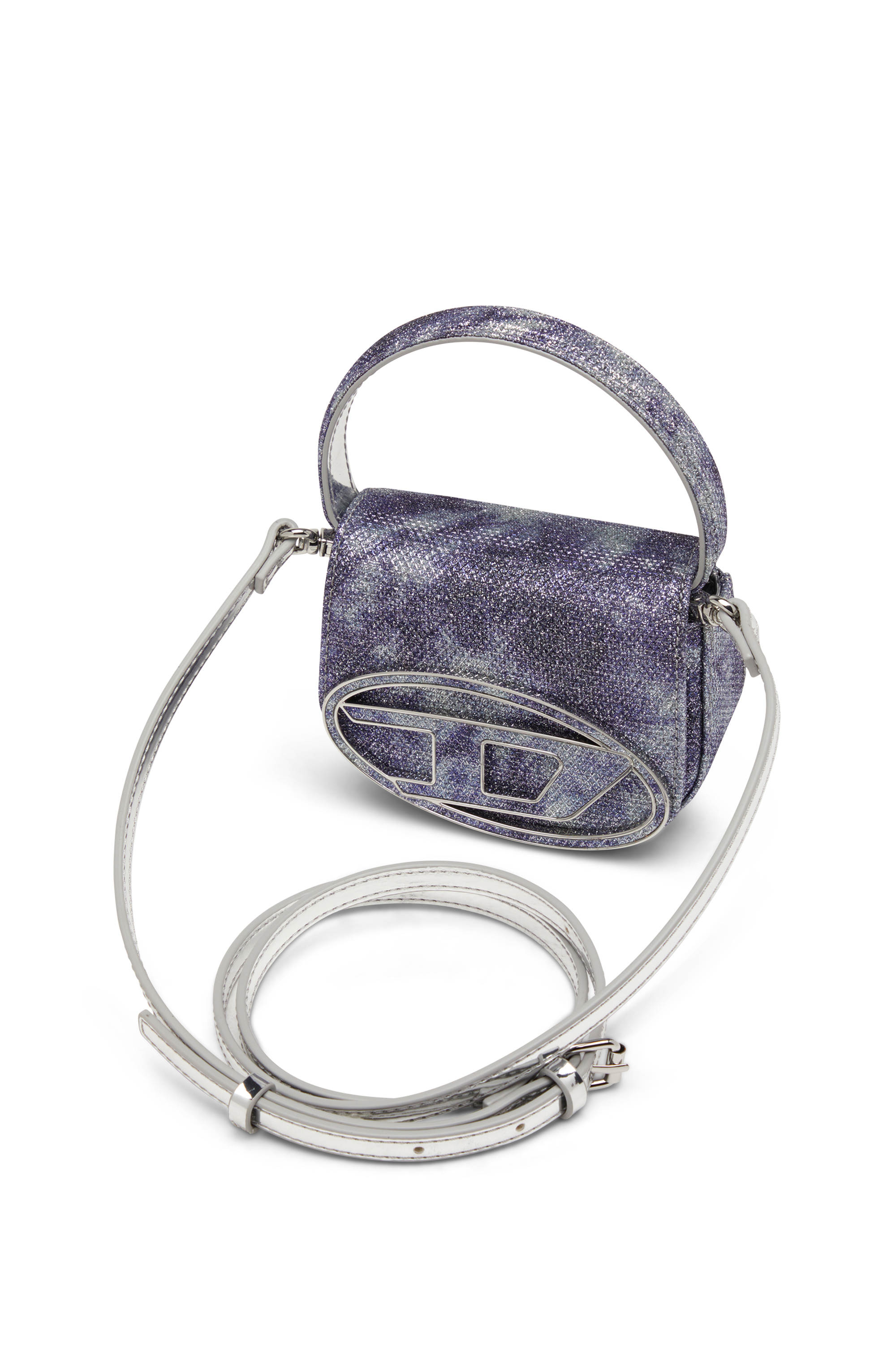 Diesel - 1DR XS, Woman's 1DR Xs-Iconic mini bag in shimmer fabric in Blue - 6