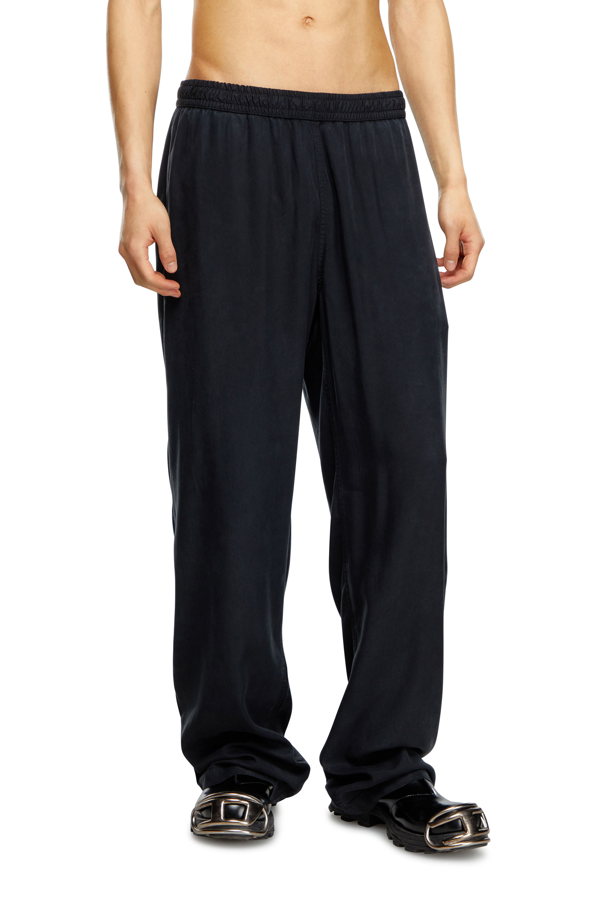 Diesel - P-DREYER-C, Man's Drawstring pants in faded twill in Black - 3