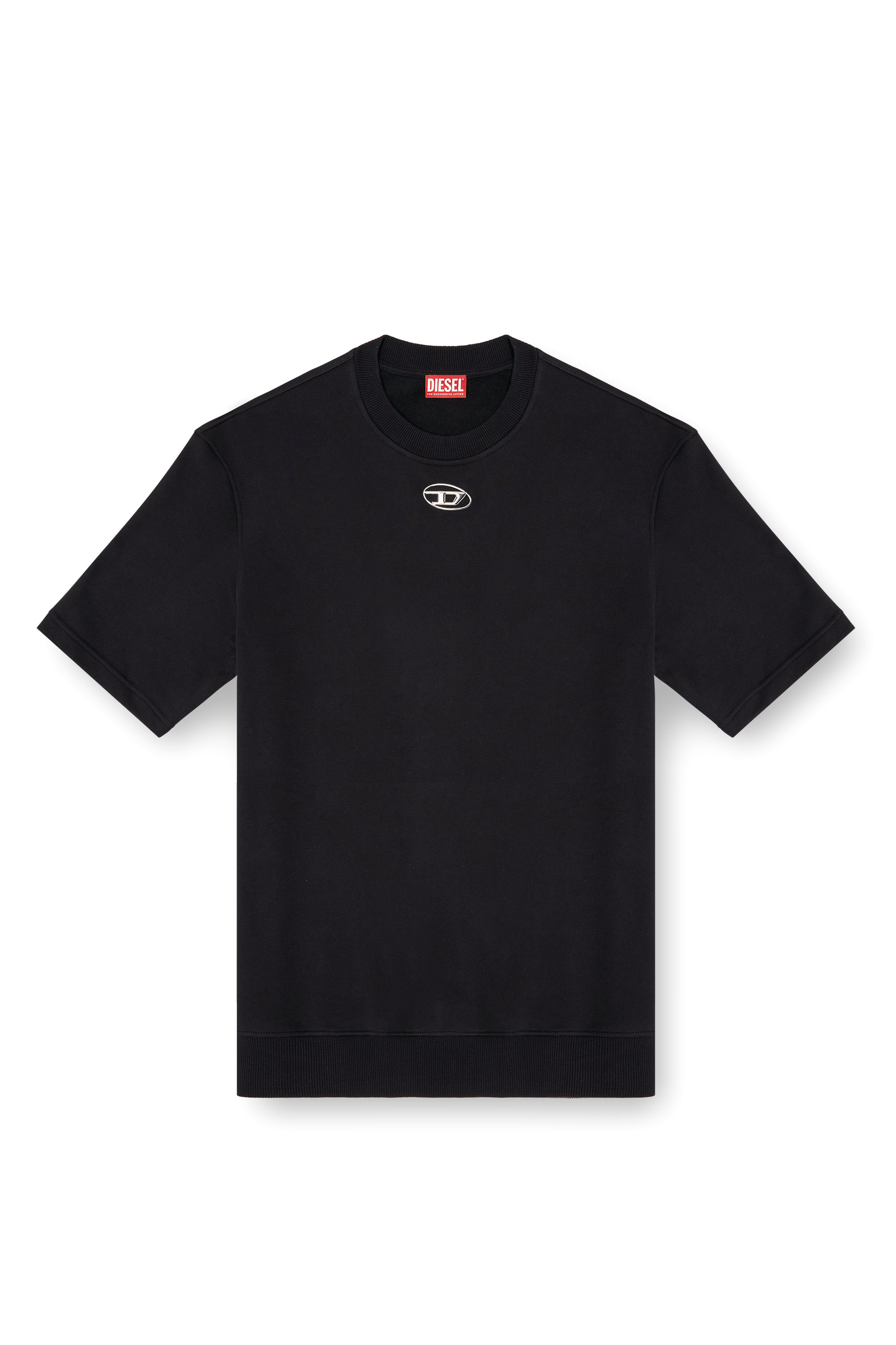 Diesel - S-COOLING-L1, Man's Half-sleeve sweatshirt with metallic logo in Black - 3