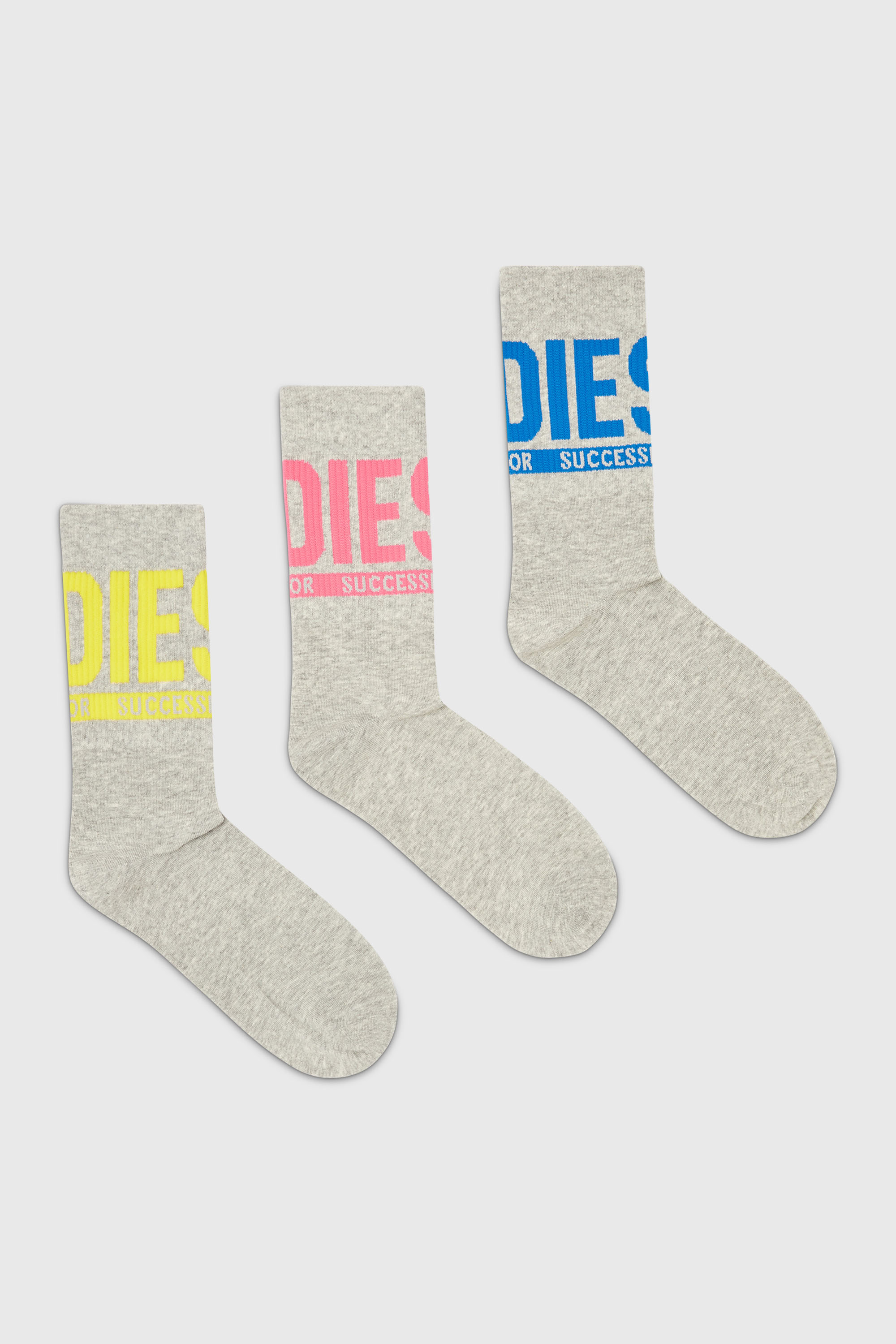 Diesel - SKM-RAY-THREEPACK, Man's Three-pack of logo cuff socks in Grey - 1