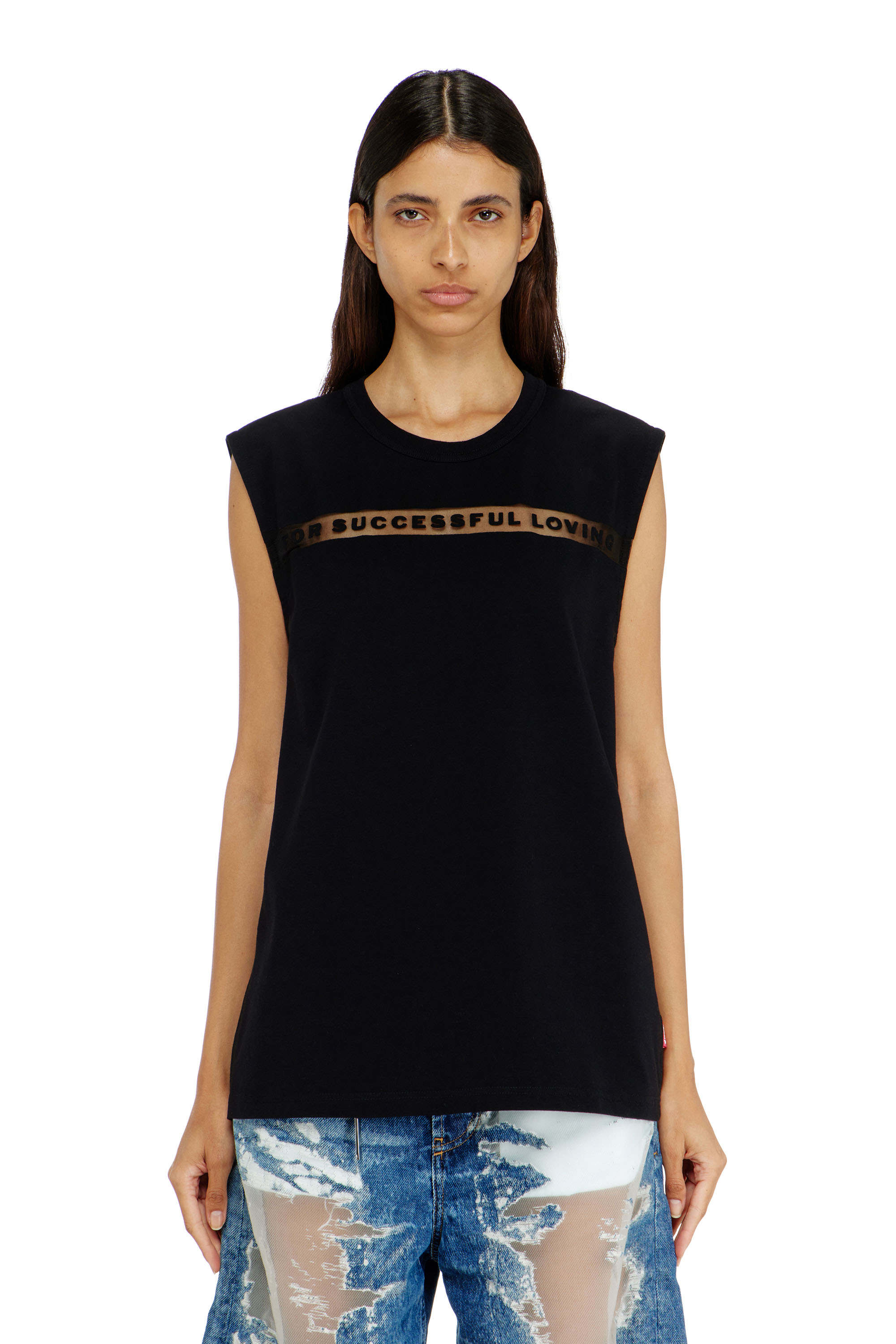 Diesel - PR-T-NORM-BISC-MATI-R, Unisex's Tank top with For Successful Loving logo in Black - 1