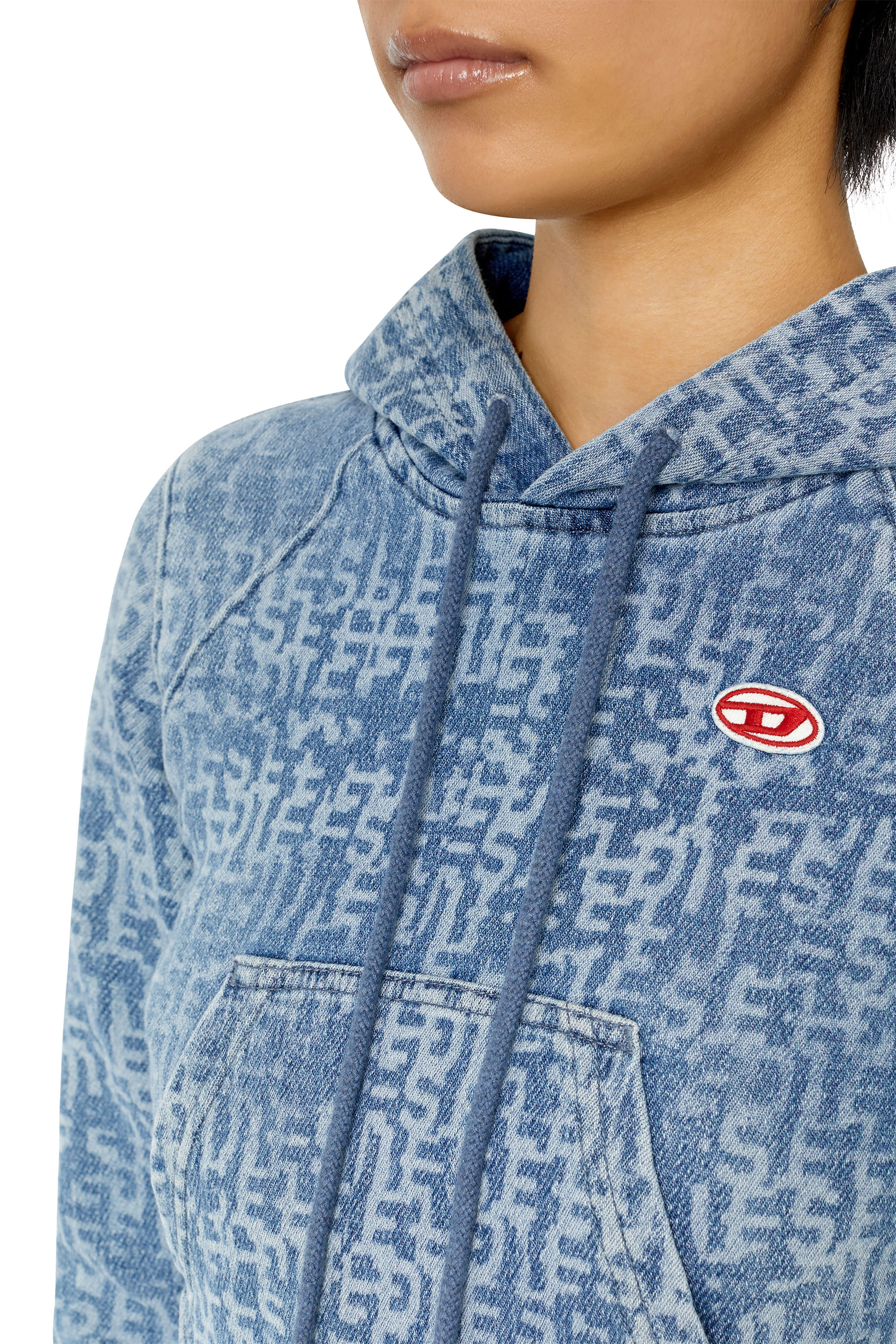 Diesel - D-ANGY TRACK DENIM HOODIE, Light Blue - Image 5