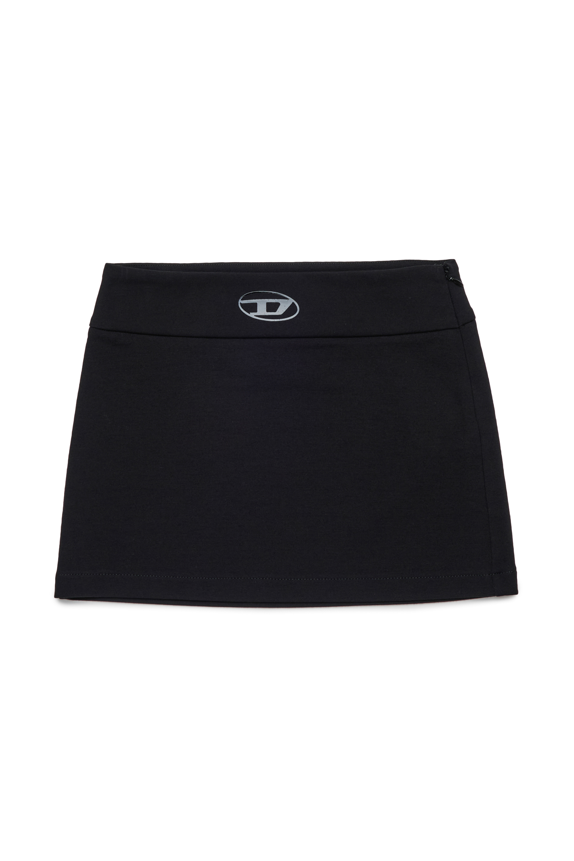 Diesel - GILEA, Woman's Short viscose skirt with logo waistband in Black - 1
