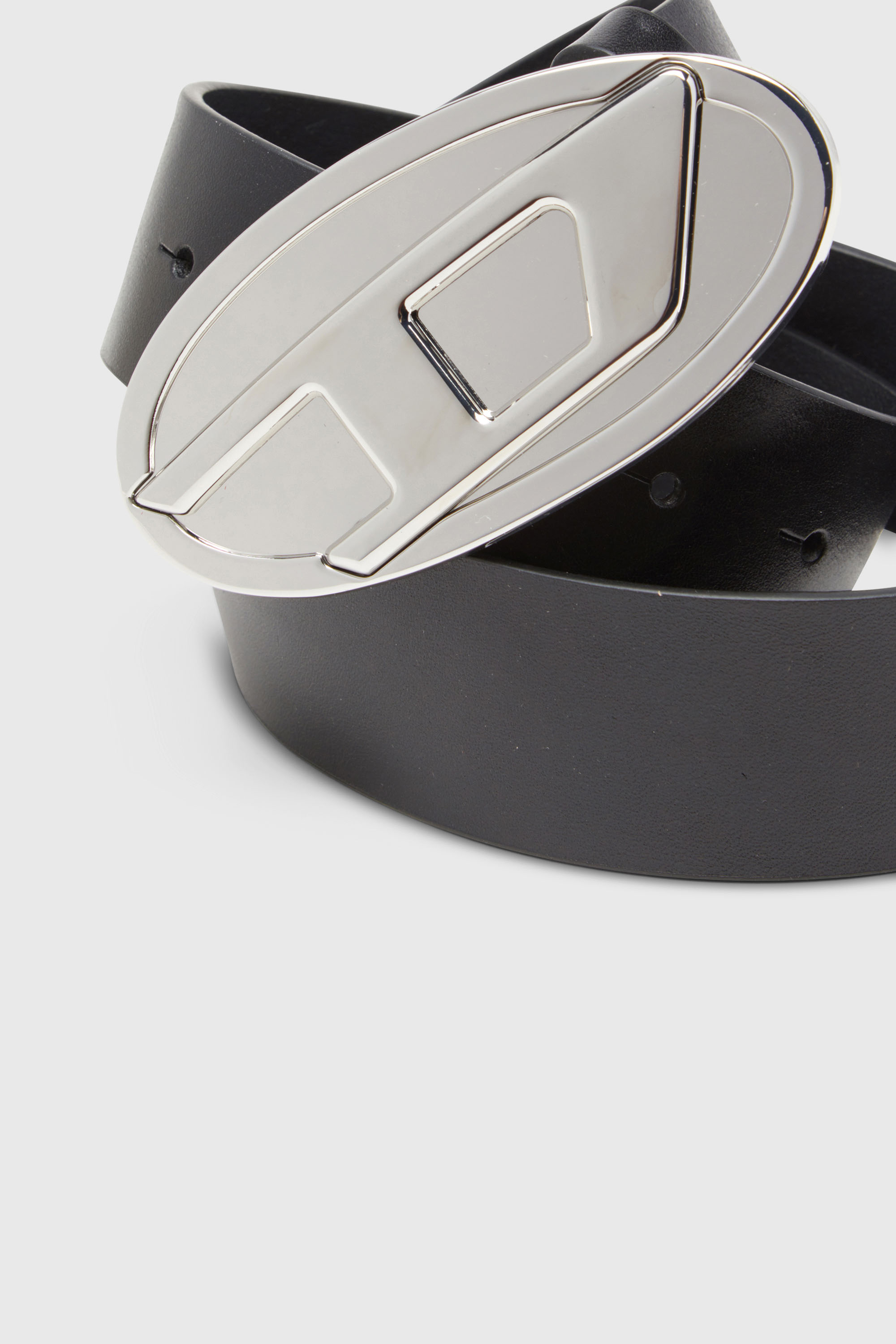 Diesel - B-1DR 2.0, Woman's 4cm leather belt with Oval D plaque in Black - 3