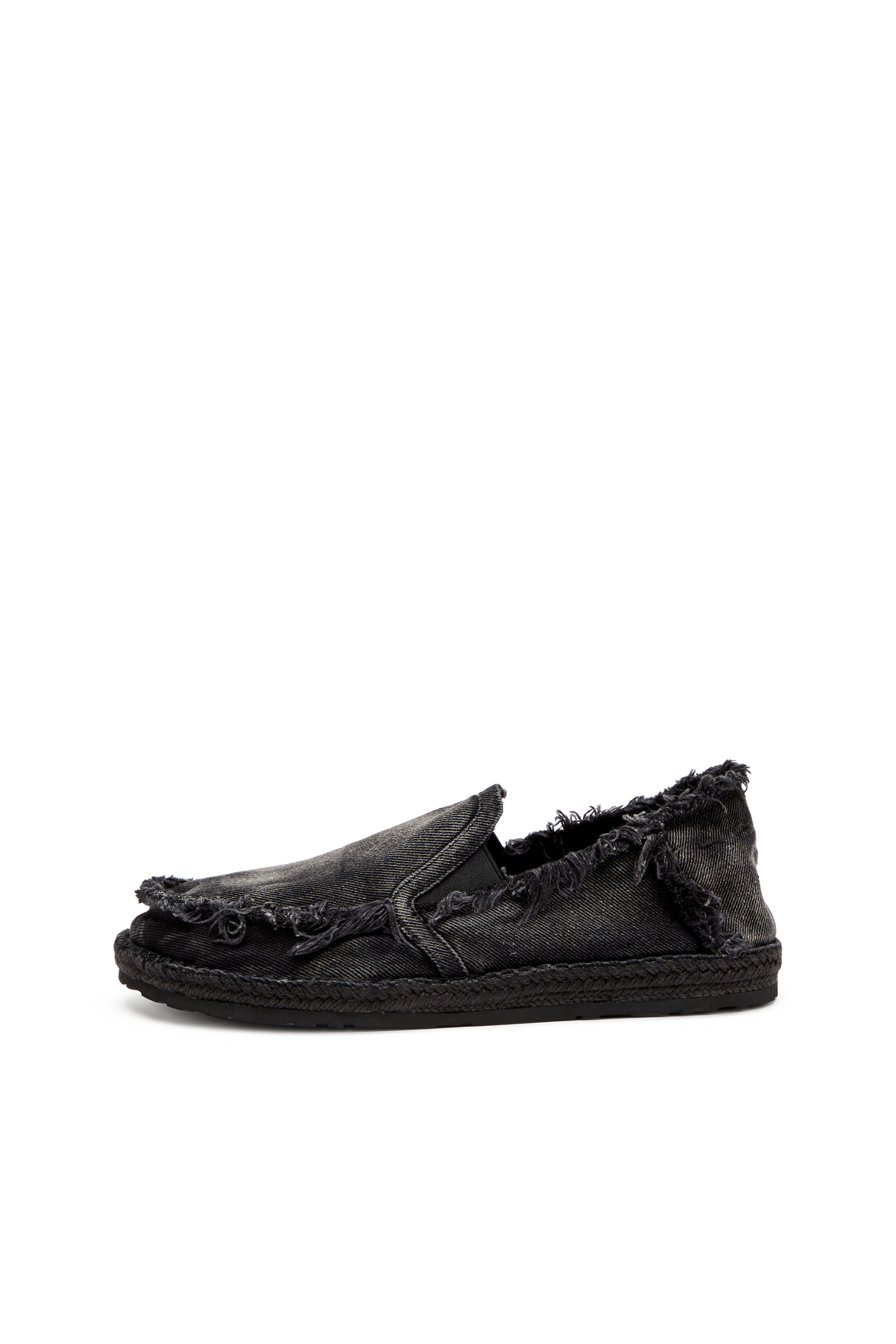 Diesel - D-LUKAS ESP, Man's Espadrille loafers in distressed denim in Black - 7