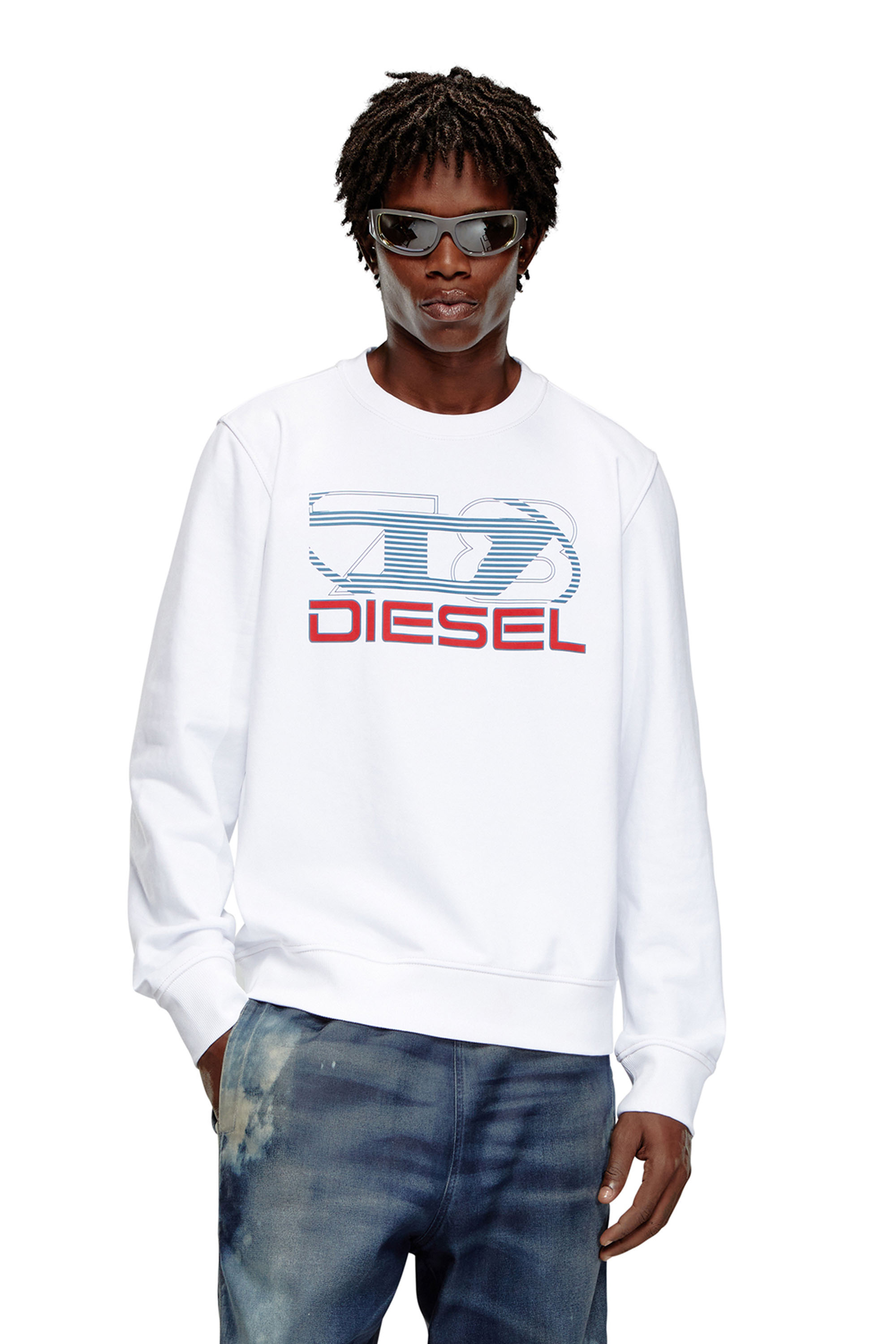 Diesel - S-GINN-K43, Man Sweatshirt with logo print in White - Image 1