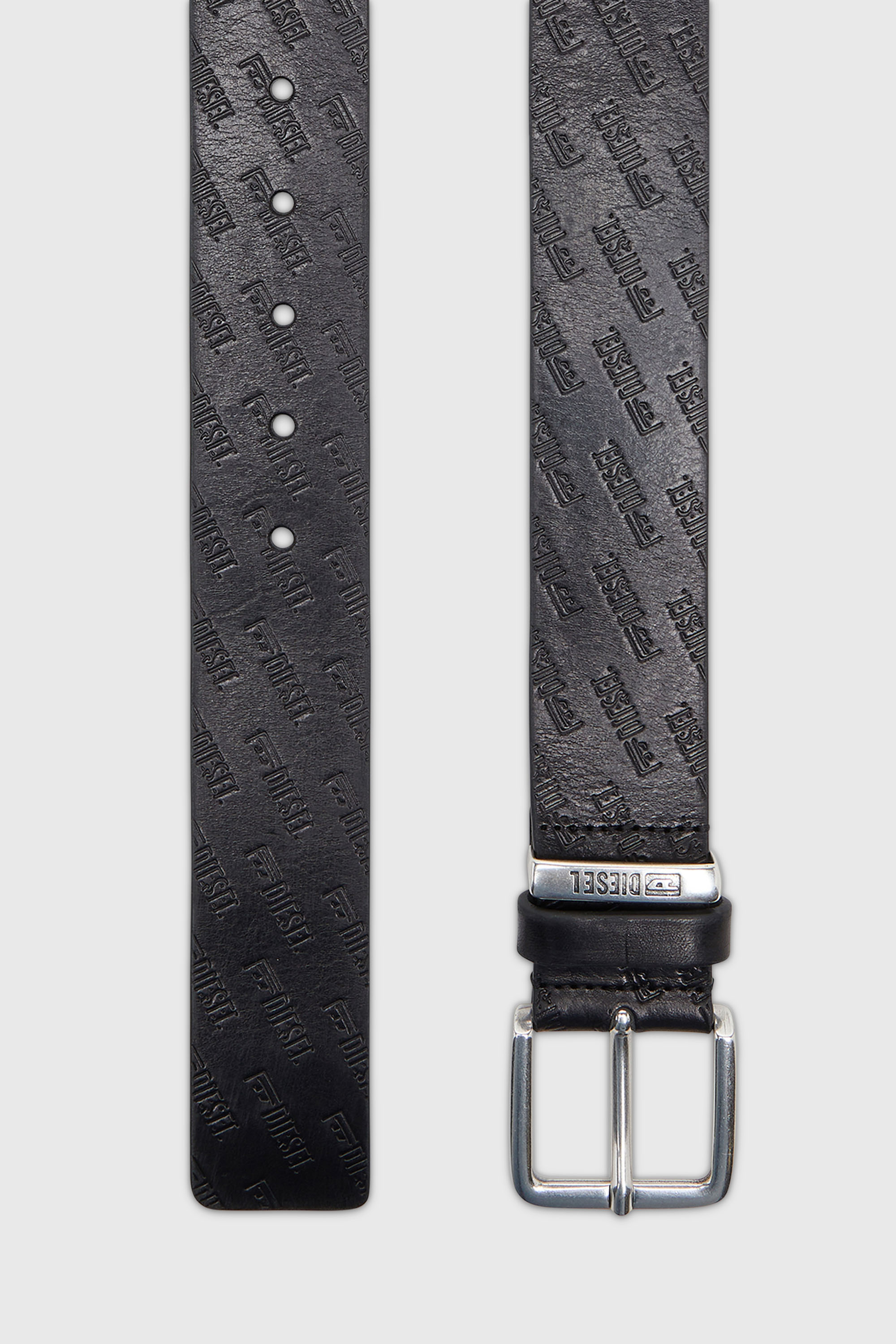 Diesel - B-MONOGRAM DSL, Man's 4 cm leather belt with all-over embossed Diesel logo in Black - 2