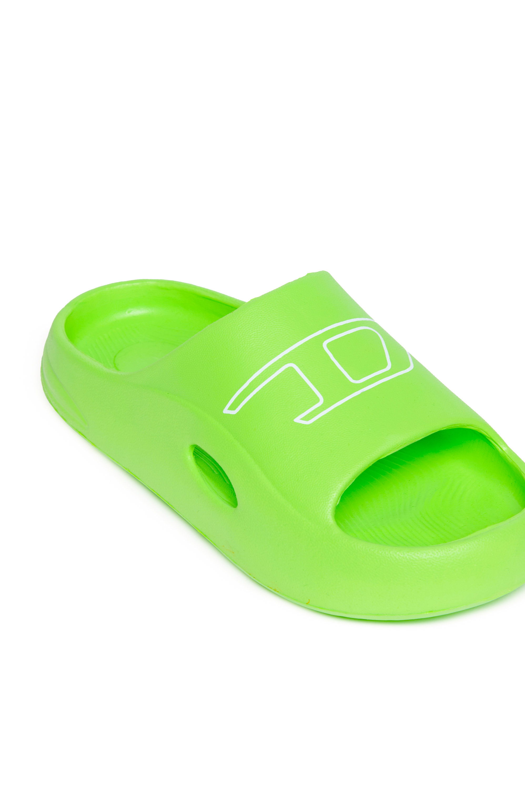 Diesel - SA-CHUNCKY D, Unisex's EVA pool slides with logo print in Green Fluo - 4