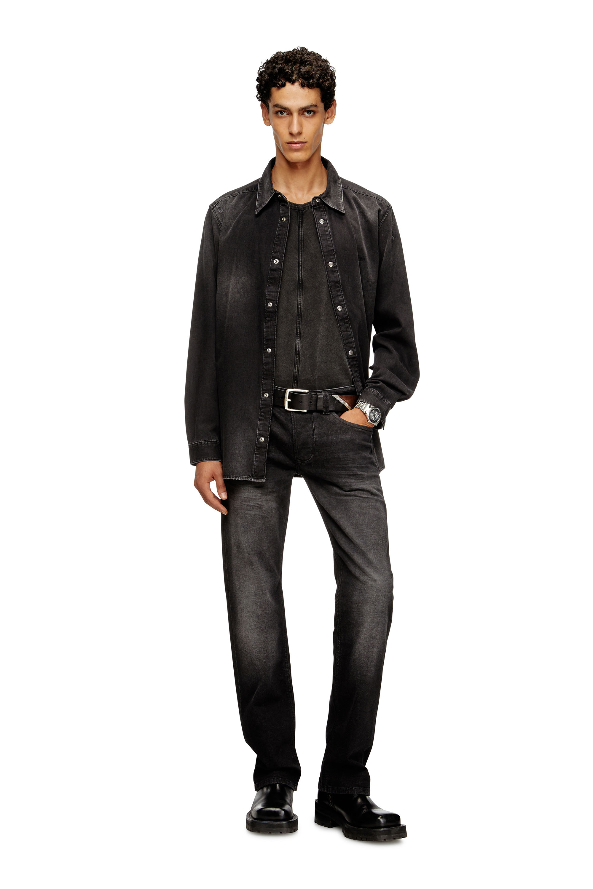 Diesel - D-SIMPLY, Man's Long-sleeve denim shirt in Black - 1