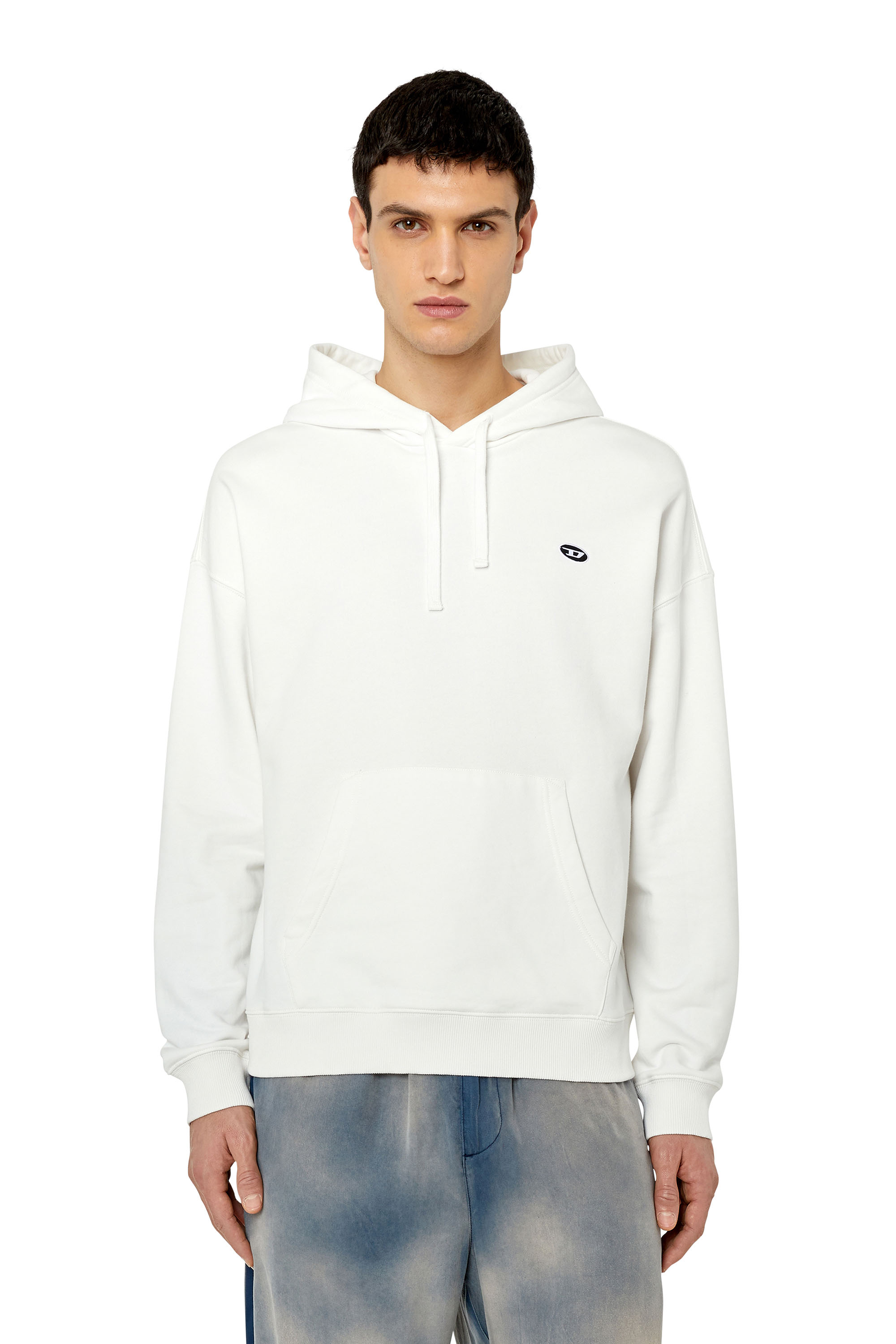 Diesel - S-ROB-HOOD-DOVAL-PJ, Man Hoodie with oval D patch in White - Image 1