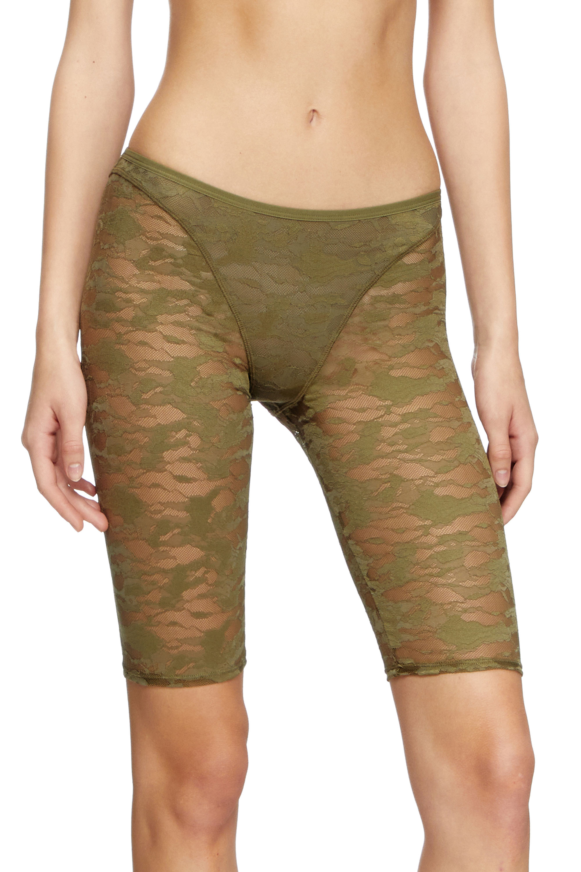 Diesel - UFLB-D-OVAL-LACE-SHORT, Woman's Camo lace shorts with Oval D plaque in Military Green - 2