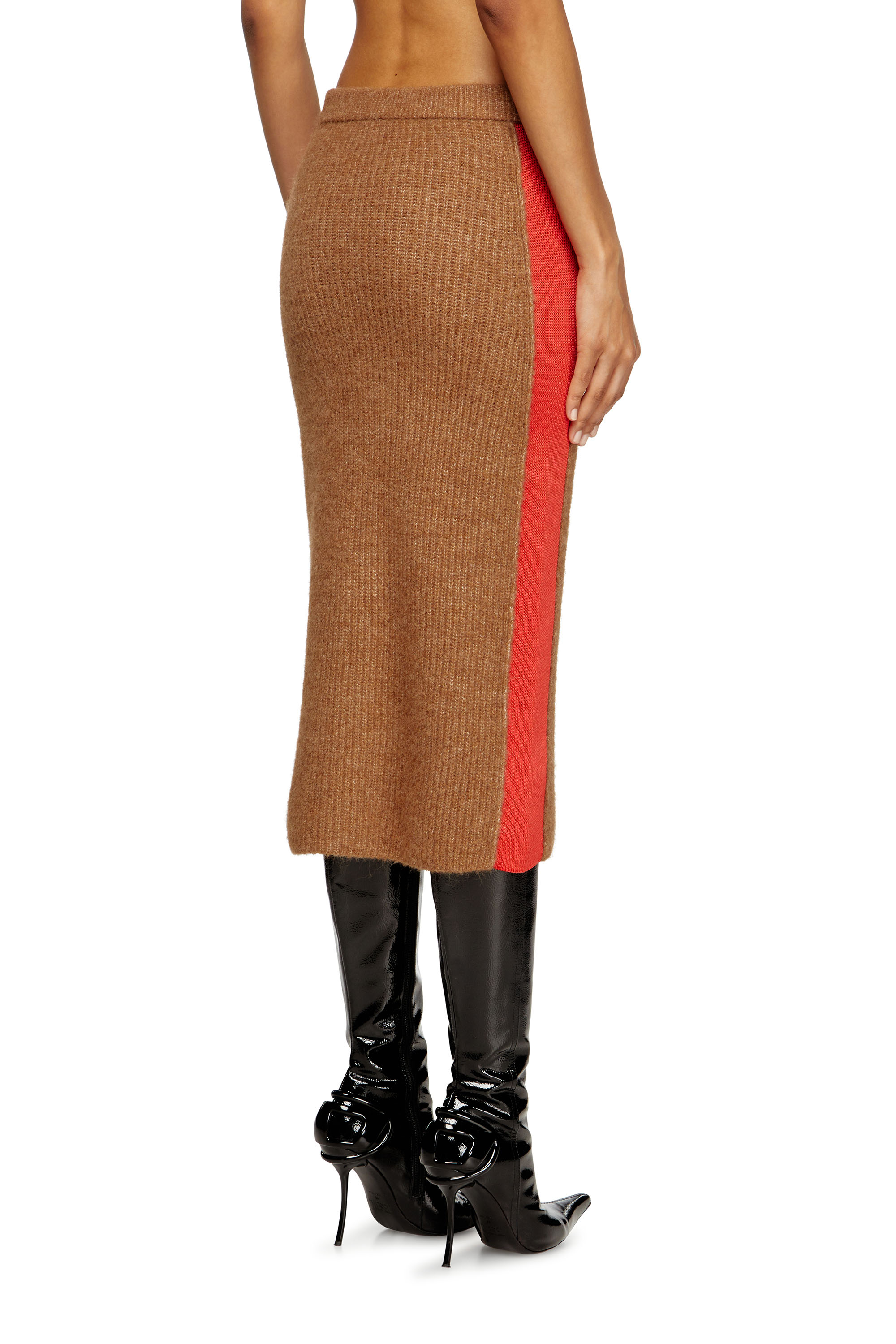 M-LOUSI, Brown Diesel - M-LOUSI, Woman's Midi skirt in alpaca with front zipper in Brown - 4