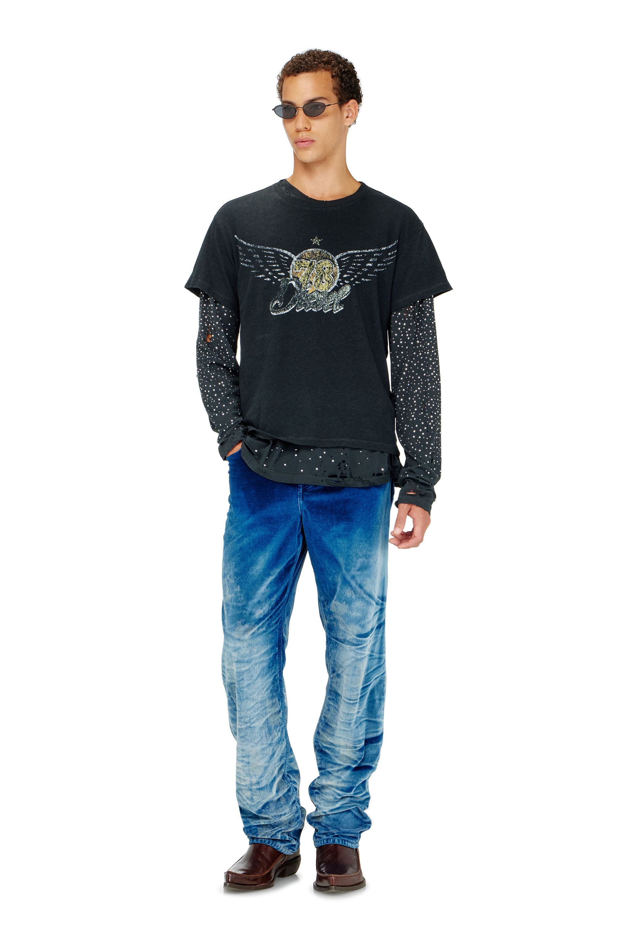 Diesel - T-GERIO-A, Man's Cotton-hemp T-shirt with concert graphics in Black - 2