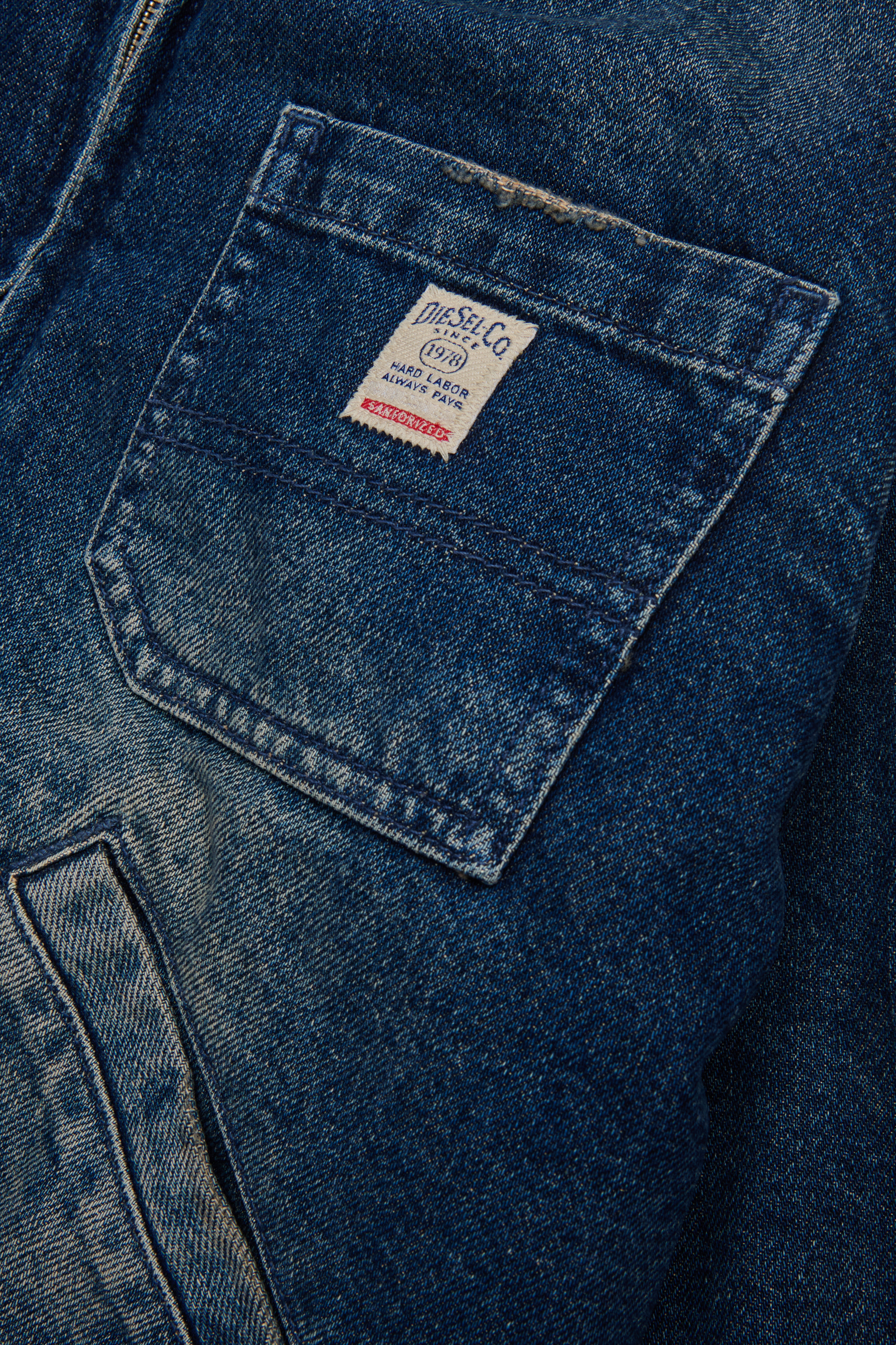 Diesel - JOMOX-FUR, Man's Denim jacket with fur collar in Dark Blue - 4