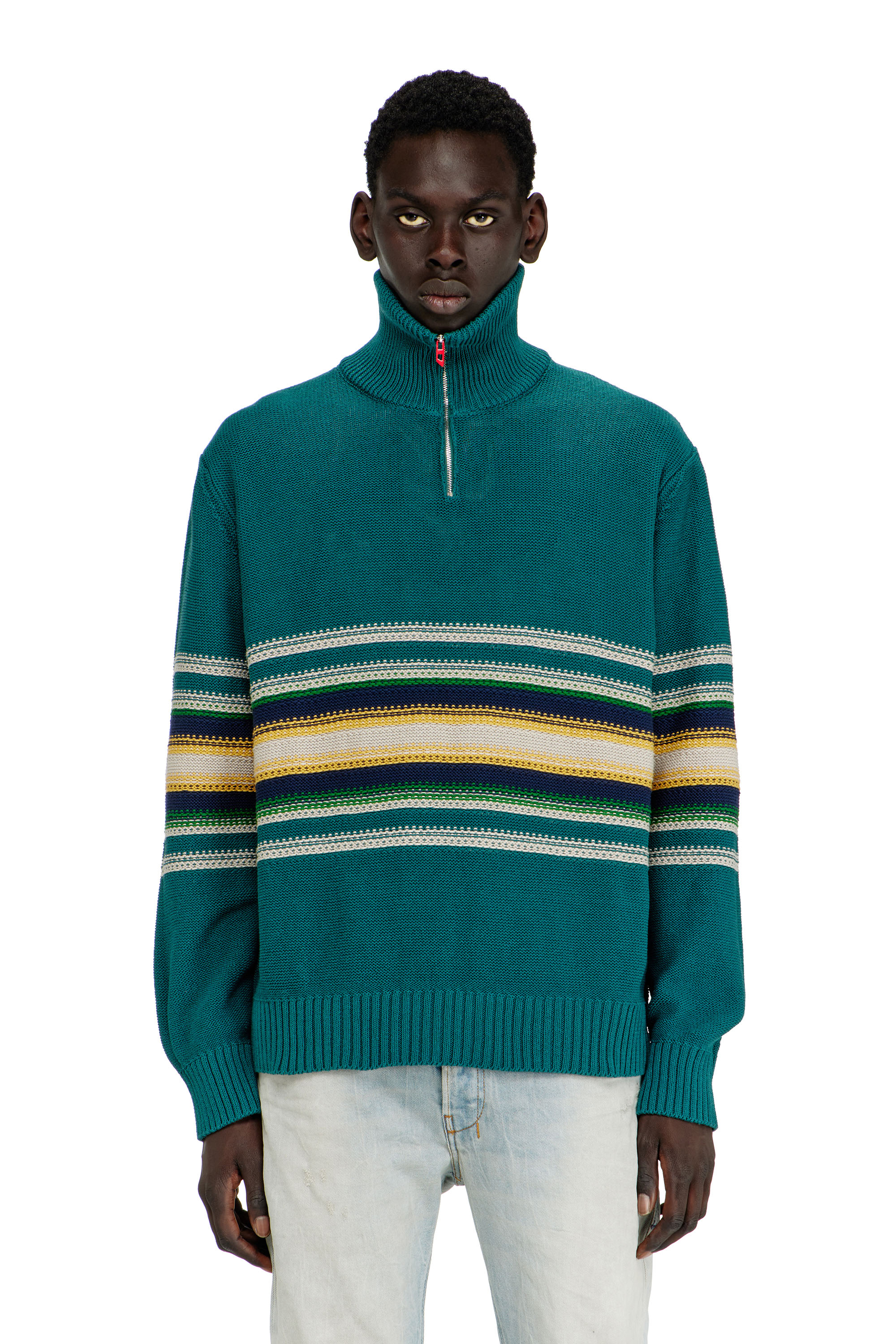 Diesel - K-TIMEO, Man's Cotton jumper with turtle neck in Green - 1