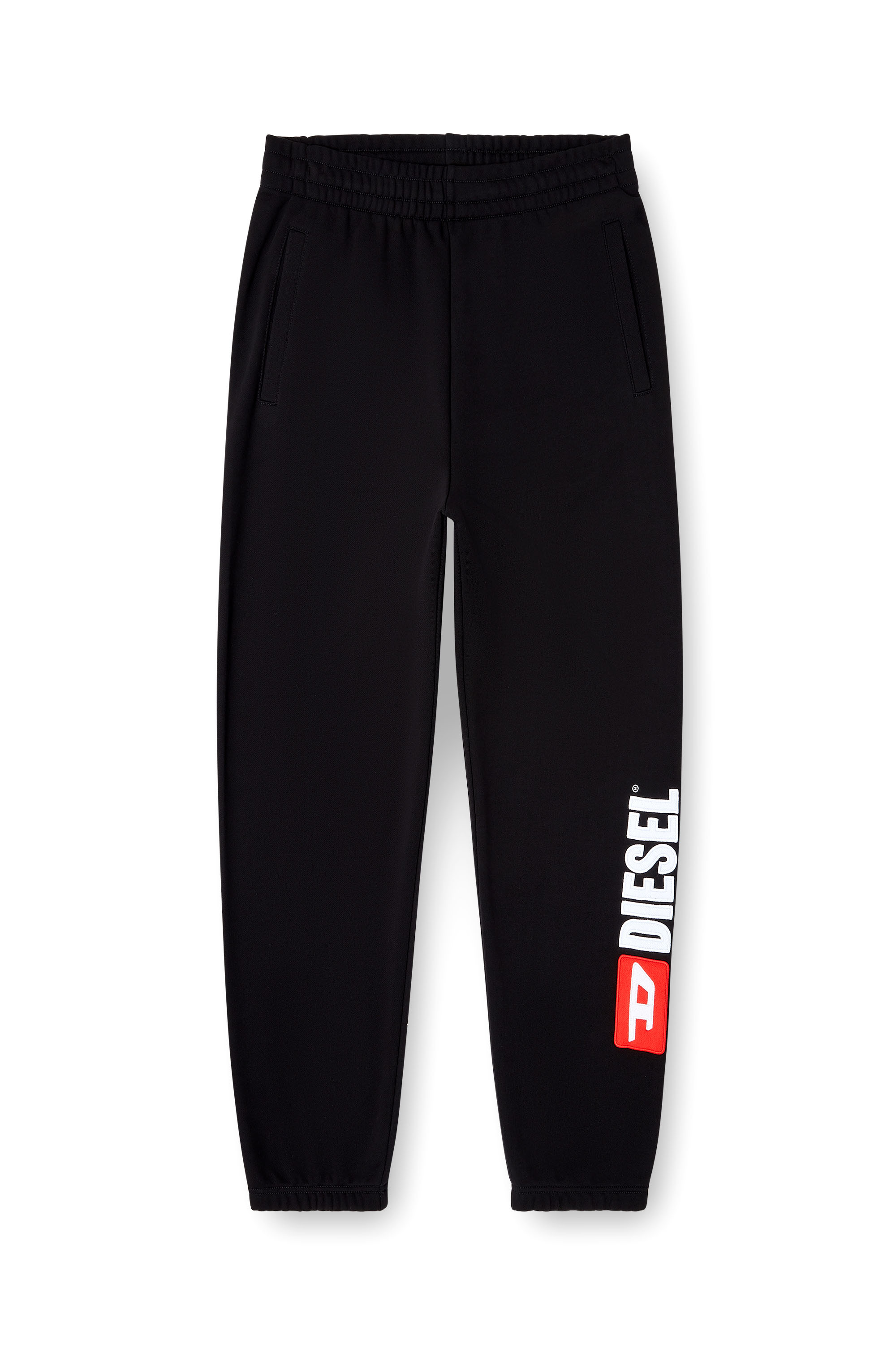 P-MARKY-DIV, Black Diesel - P-MARKY-DIV, Man's Cotton sweatpants with Diesel patch in Black - 2