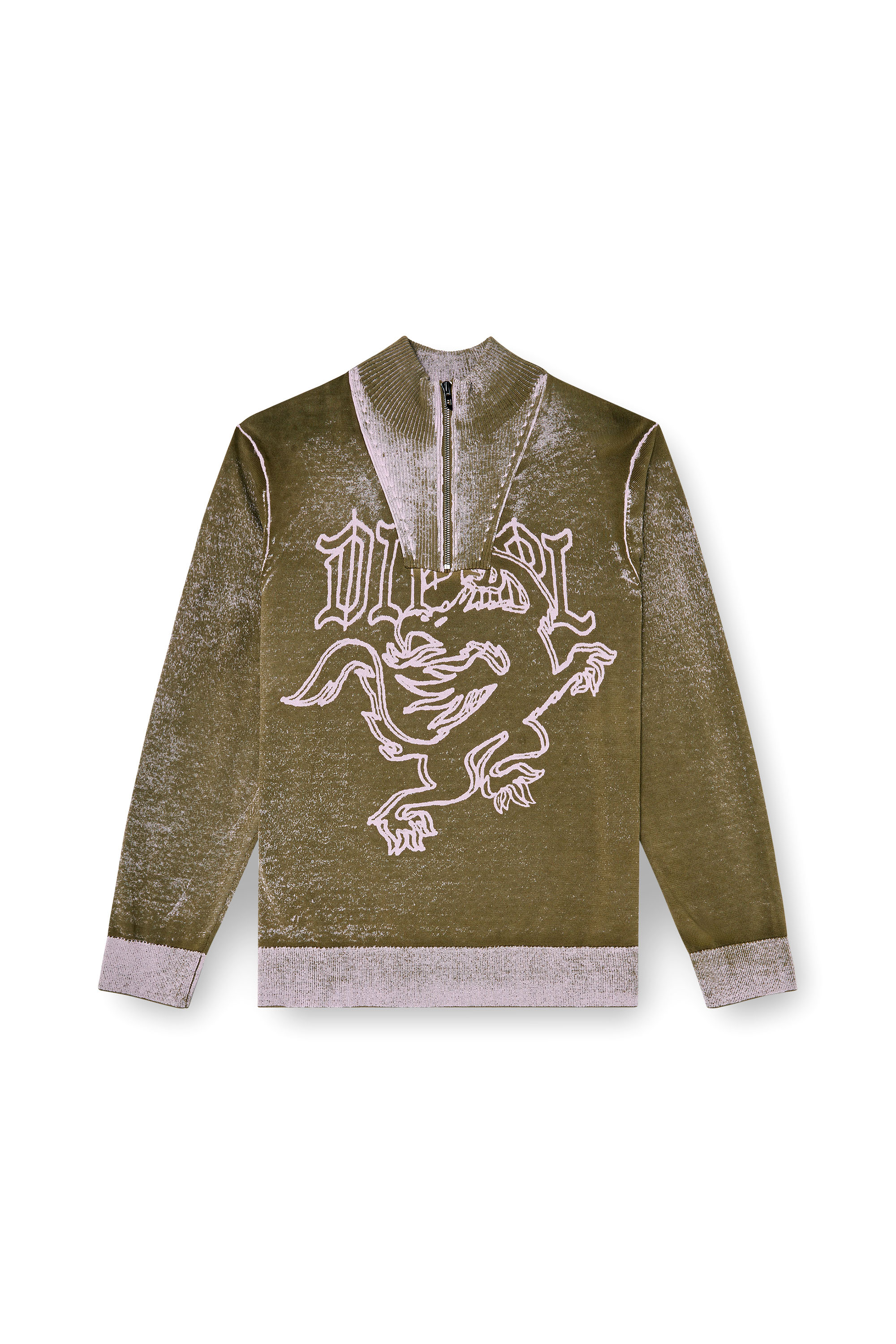 Diesel - K-LAUTARE, Man's Treated half-zip jumper with griffin motif in null - 2