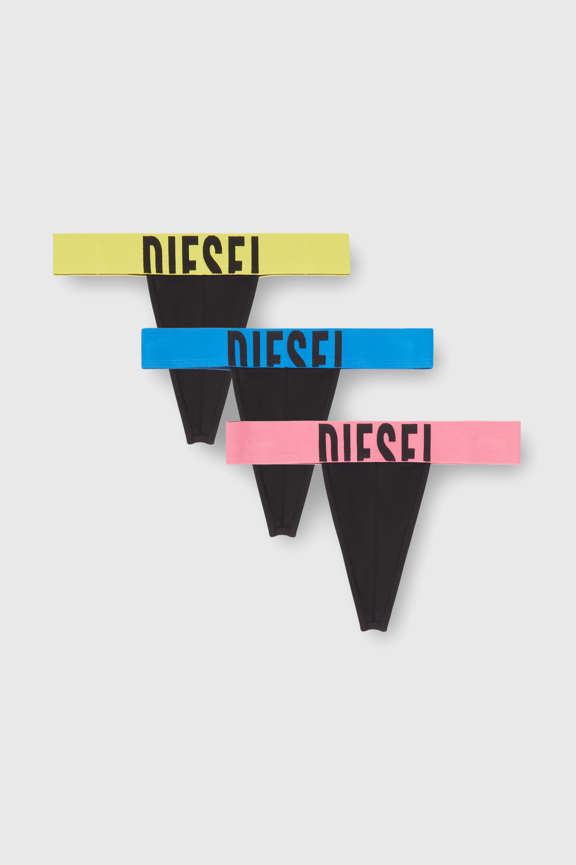 Diesel - FRITZ-D-POP-3PACK, Man's Three-pack thongs with bold logo waistband in Black/Pink - 4