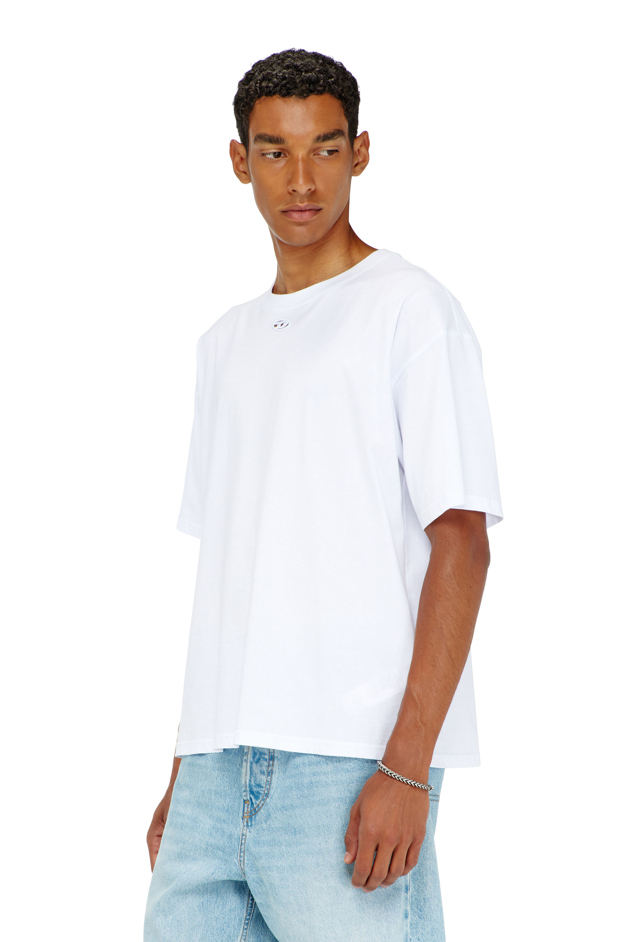 Diesel - T-BOXT-DCO, Man's Relaxed cotton T-shirt with Oval D embroidery in White - 1
