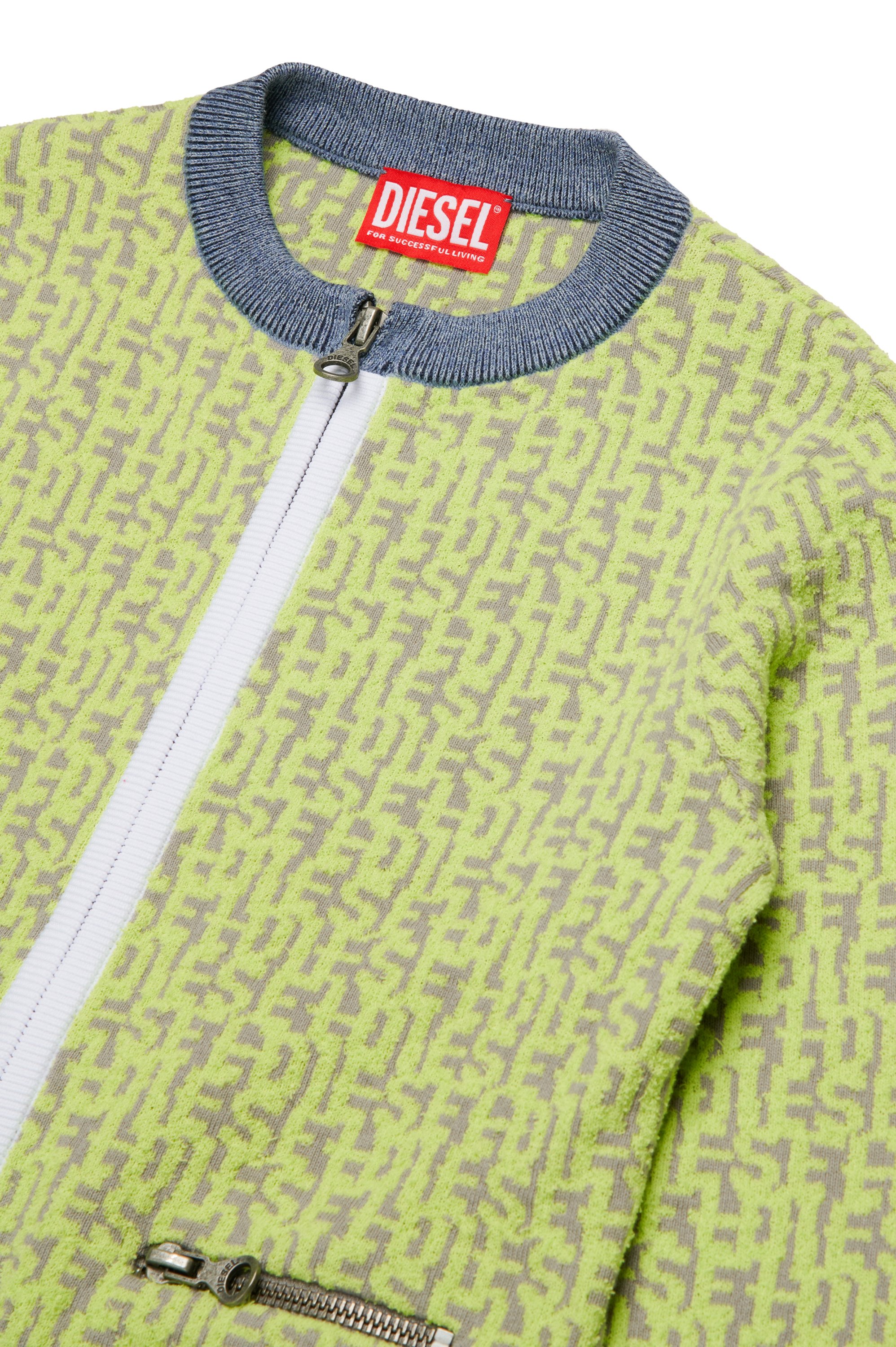 Diesel - KALLORCA, Woman's Monogram-jacquard cardigan in Yellow Fluo - 3