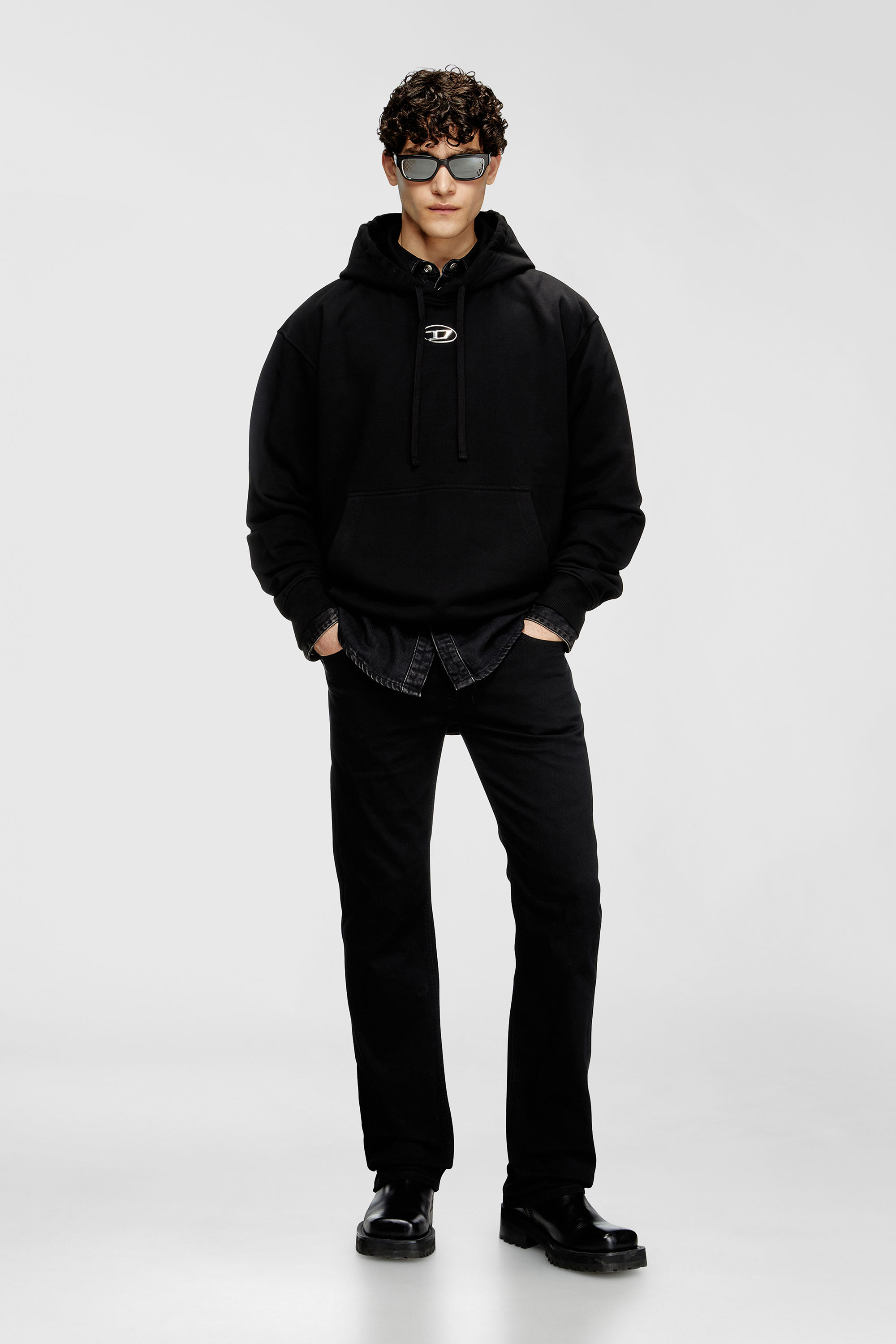 Diesel - S-MACS-HOOD-OD, Man's Oversized hoodie with metallic logo in Black - 2