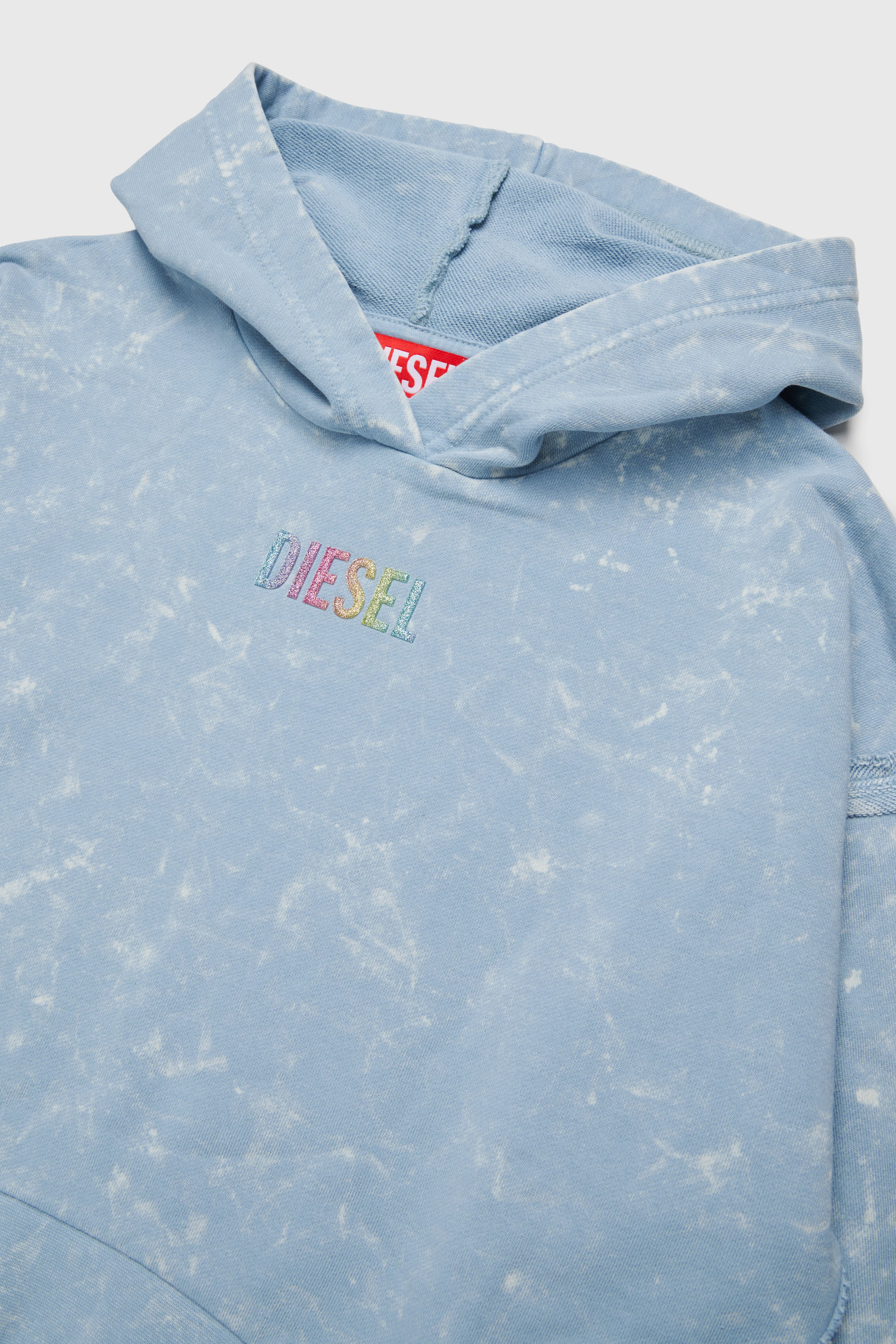 Diesel - SLOXY, Woman's Tie-dye-effect hoodie with rainbow logo in Light Blue - 3