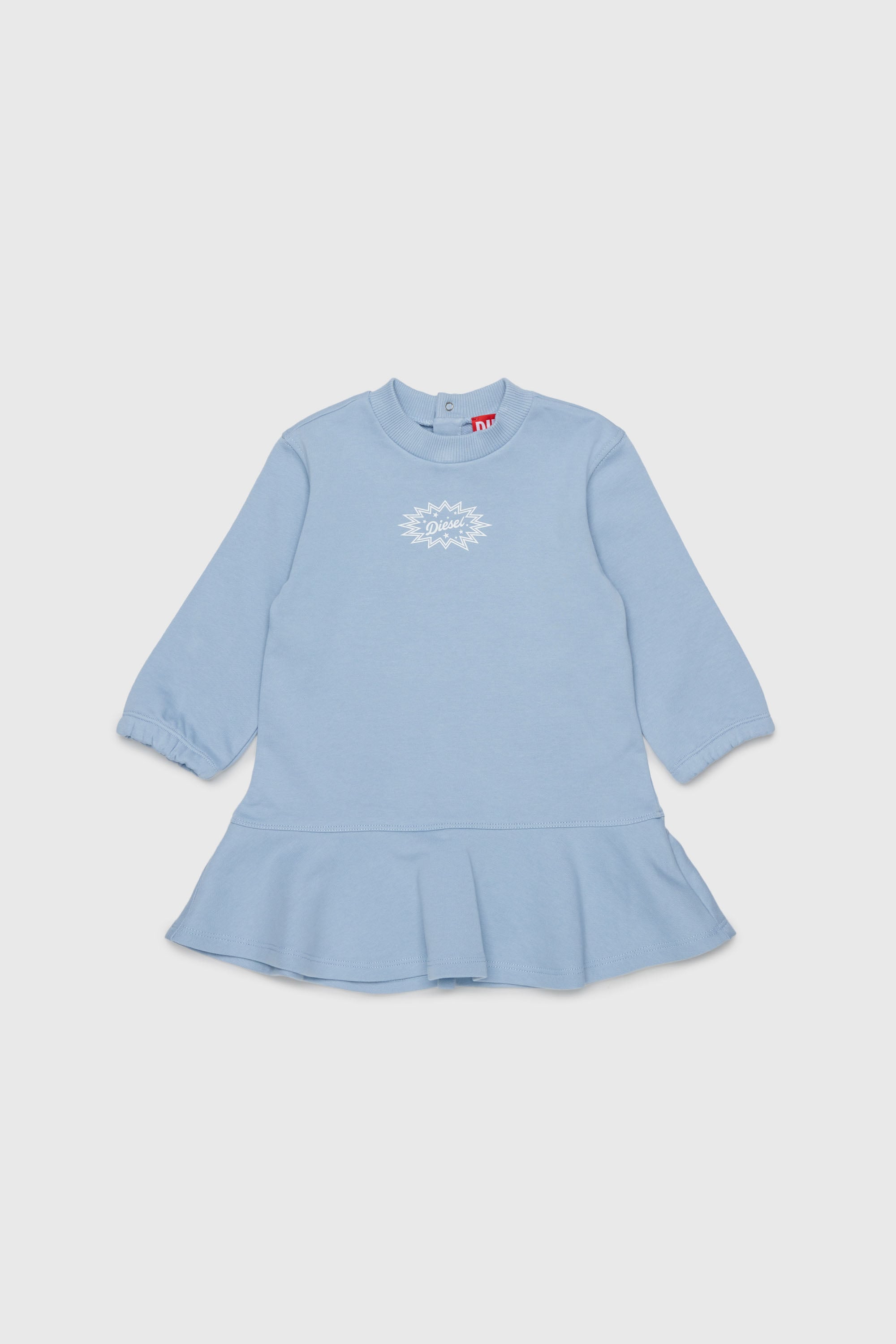 Diesel - DFUMB, Woman's Sweatshirt dress with ruffled hem in Light Blue - 1