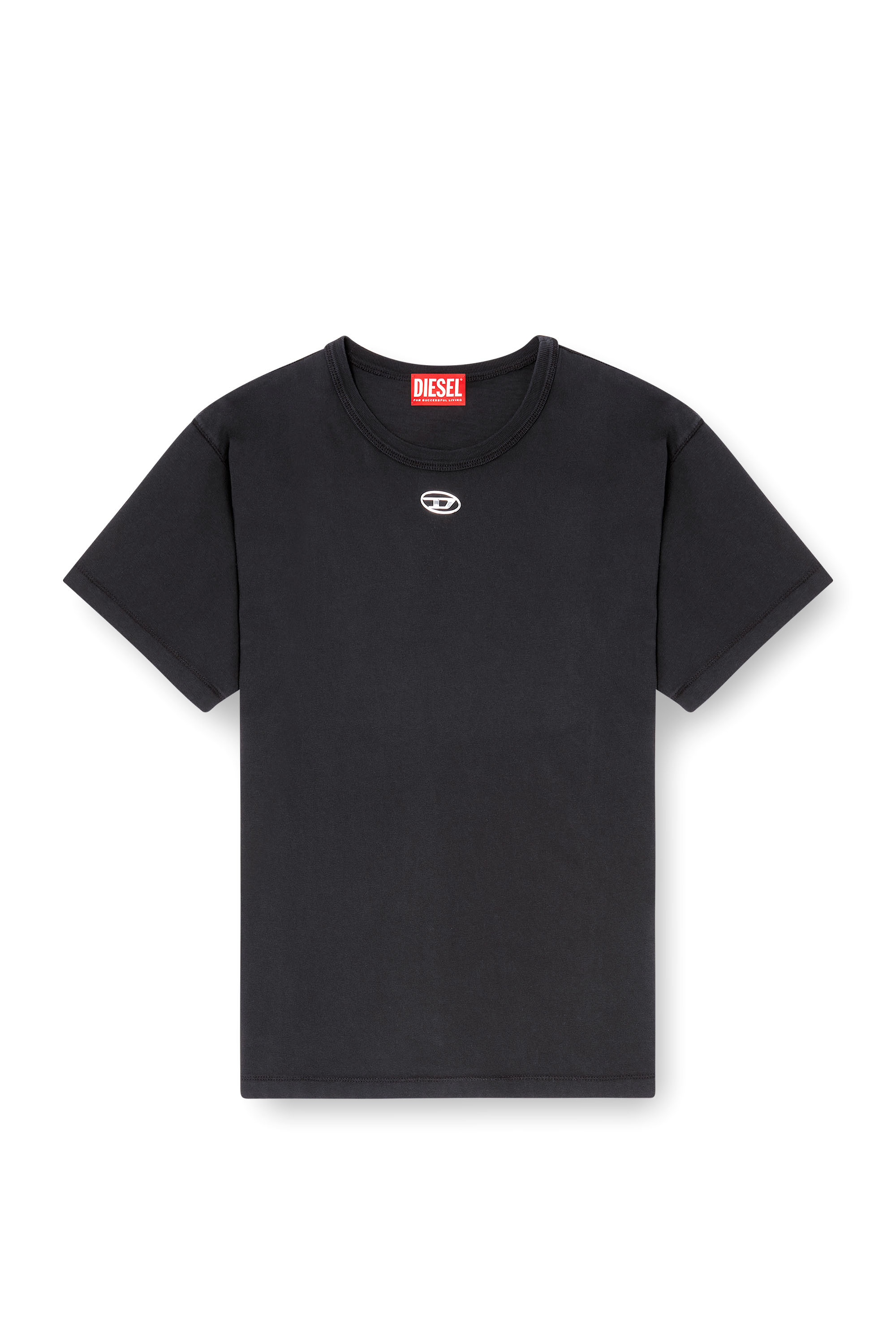 Diesel - T-NORMY-OD-S1, Woman's Cotton T-shirt with metallic Oval D in null - 3