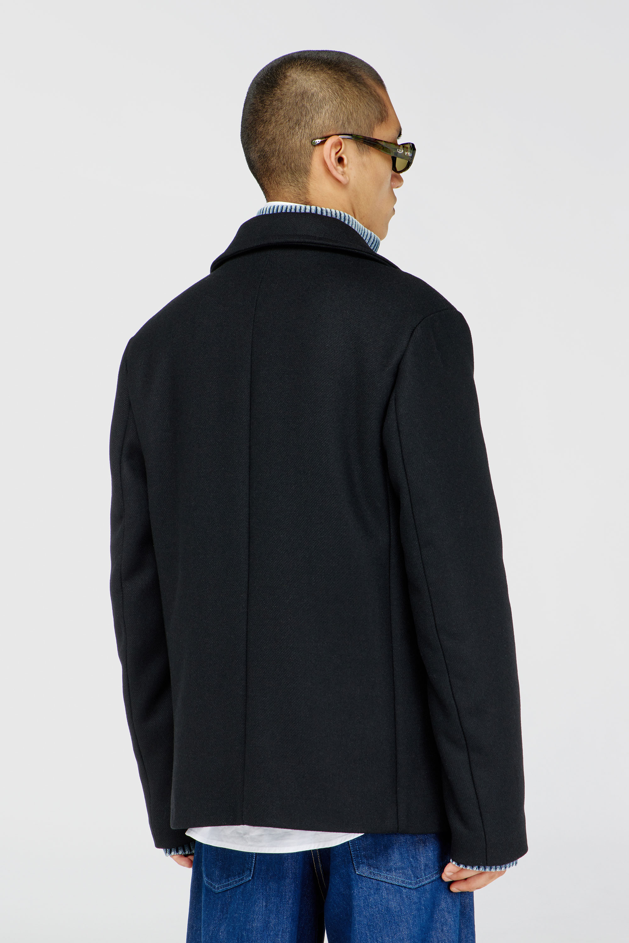 Diesel - W-HALEY-WRD, Man's Peacoat in felted wool blend in Black - 4