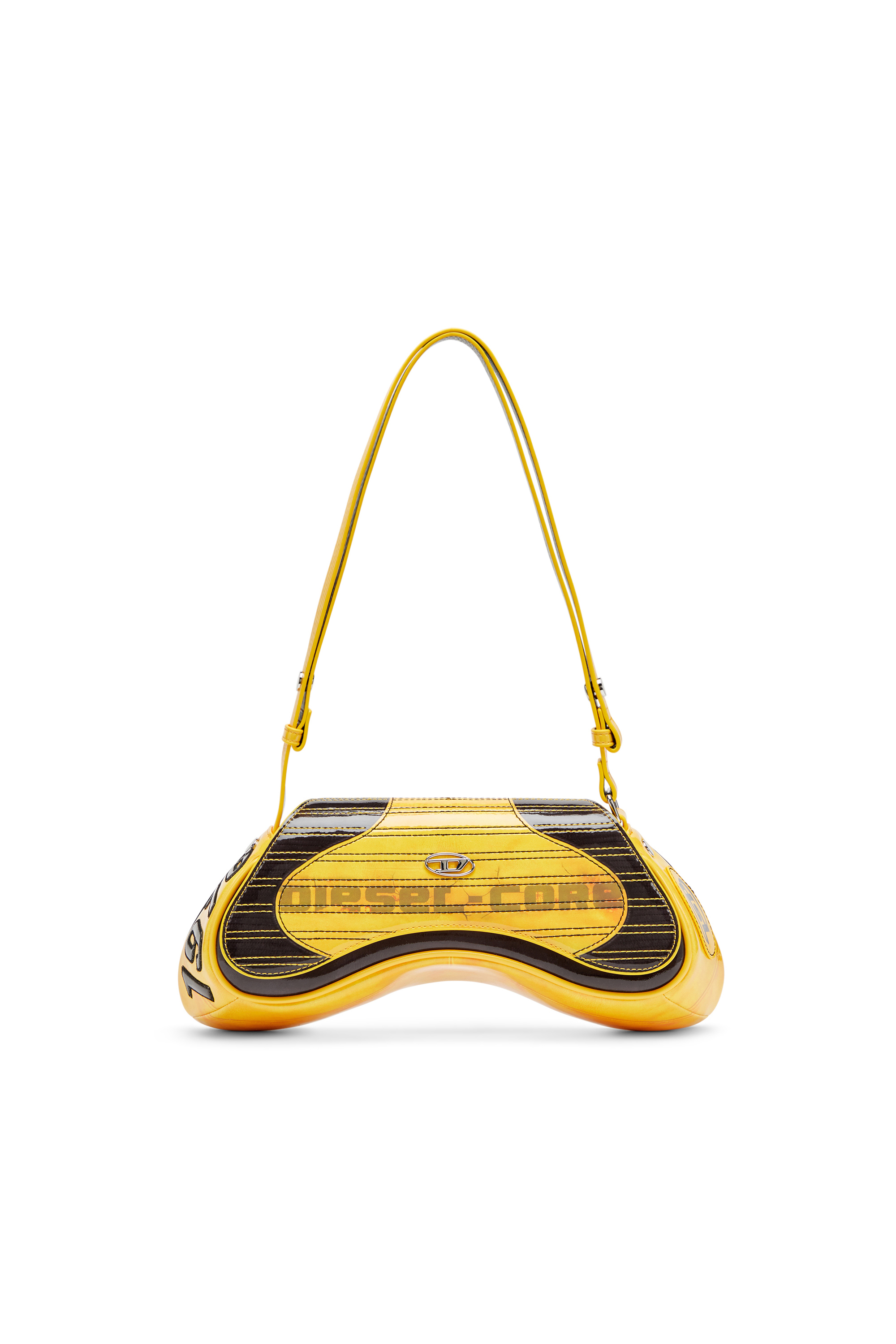 Diesel - PLAY CROSSBODY, Woman's Play-Glossy crossbody bag with biker details in Yellow - 2