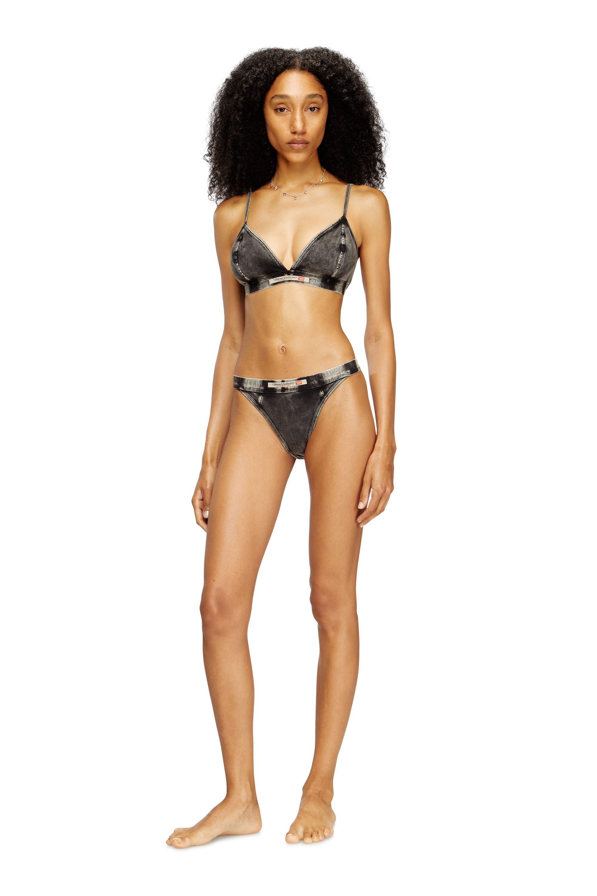 Diesel - SCILLA-DNM, Woman's Denim-effect triangle bra in Dark grey - 1