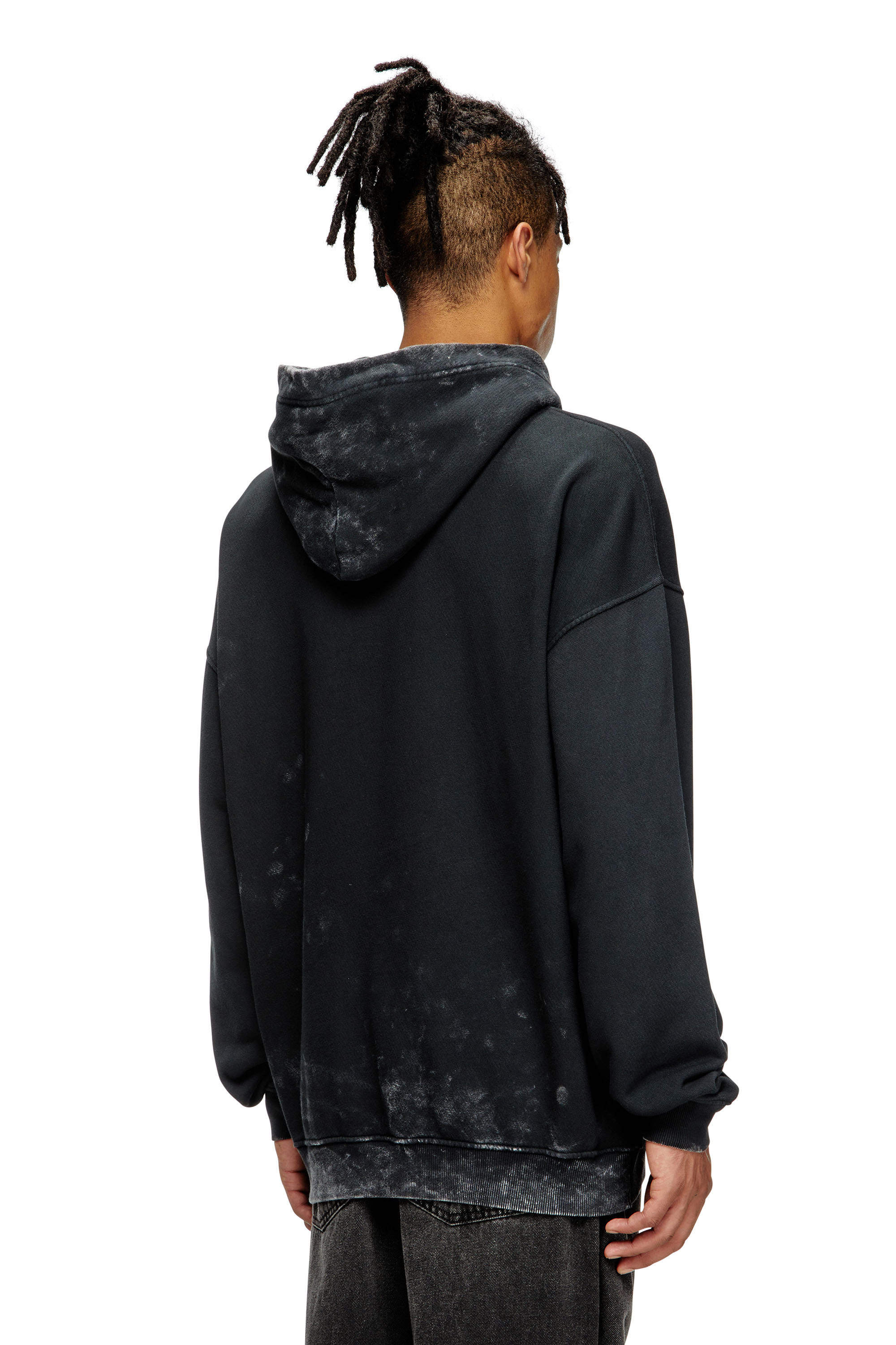 Diesel - S-BOXT-HOOD-T10, Man's Hoodie with cut-out metal Oval D in Black - 4