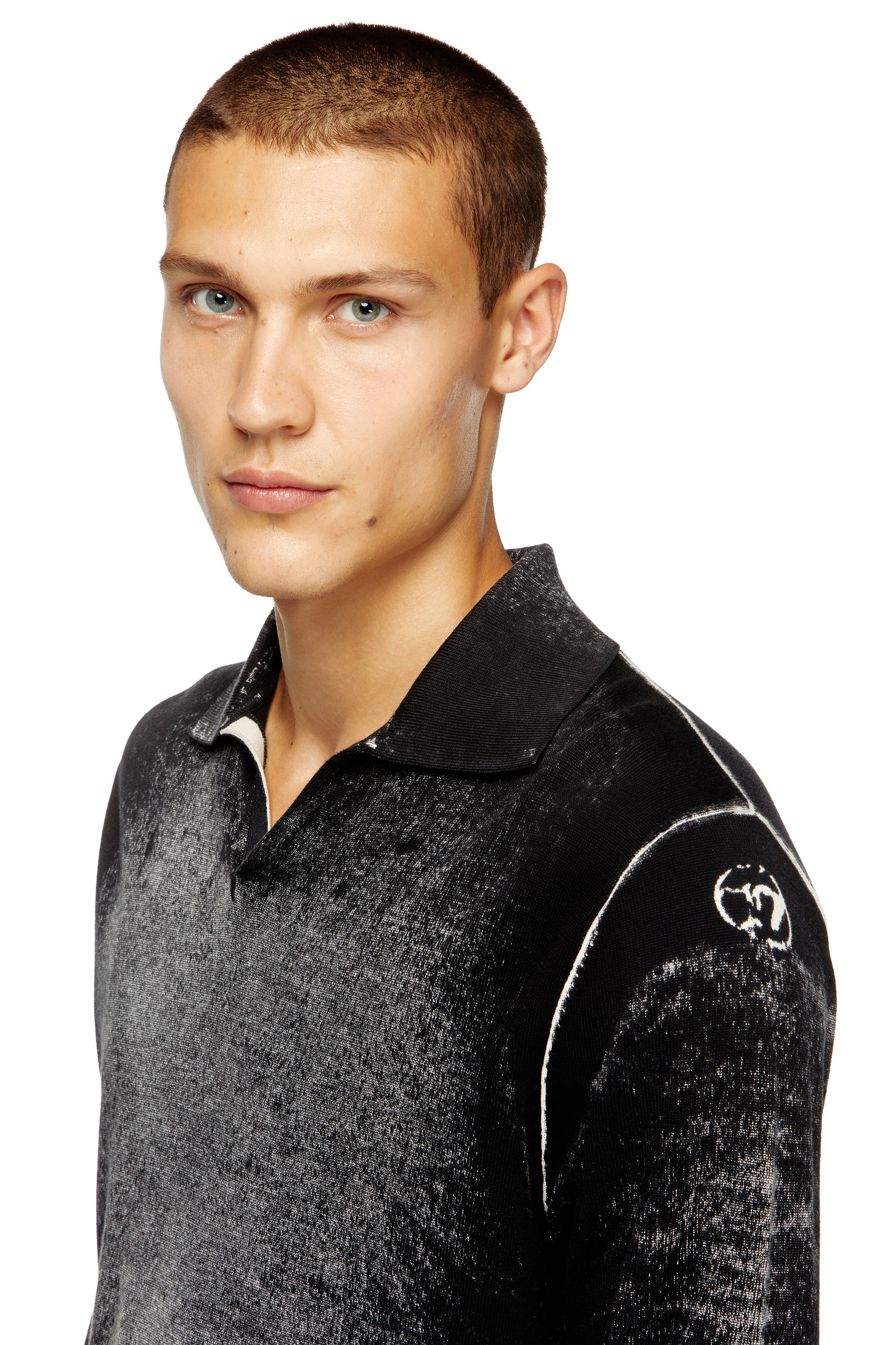 Diesel - K-LORENZO, Man's Reverse-print polo jumper in Black - 5
