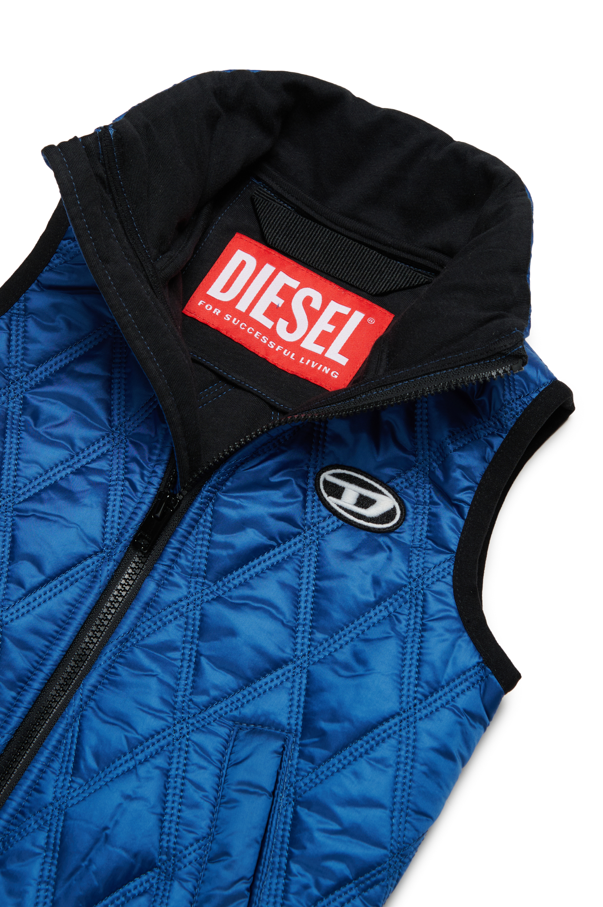 Diesel - JFOKKLOGONHB, Unisex's Quilted vest with Oval D patch in Blue - 3