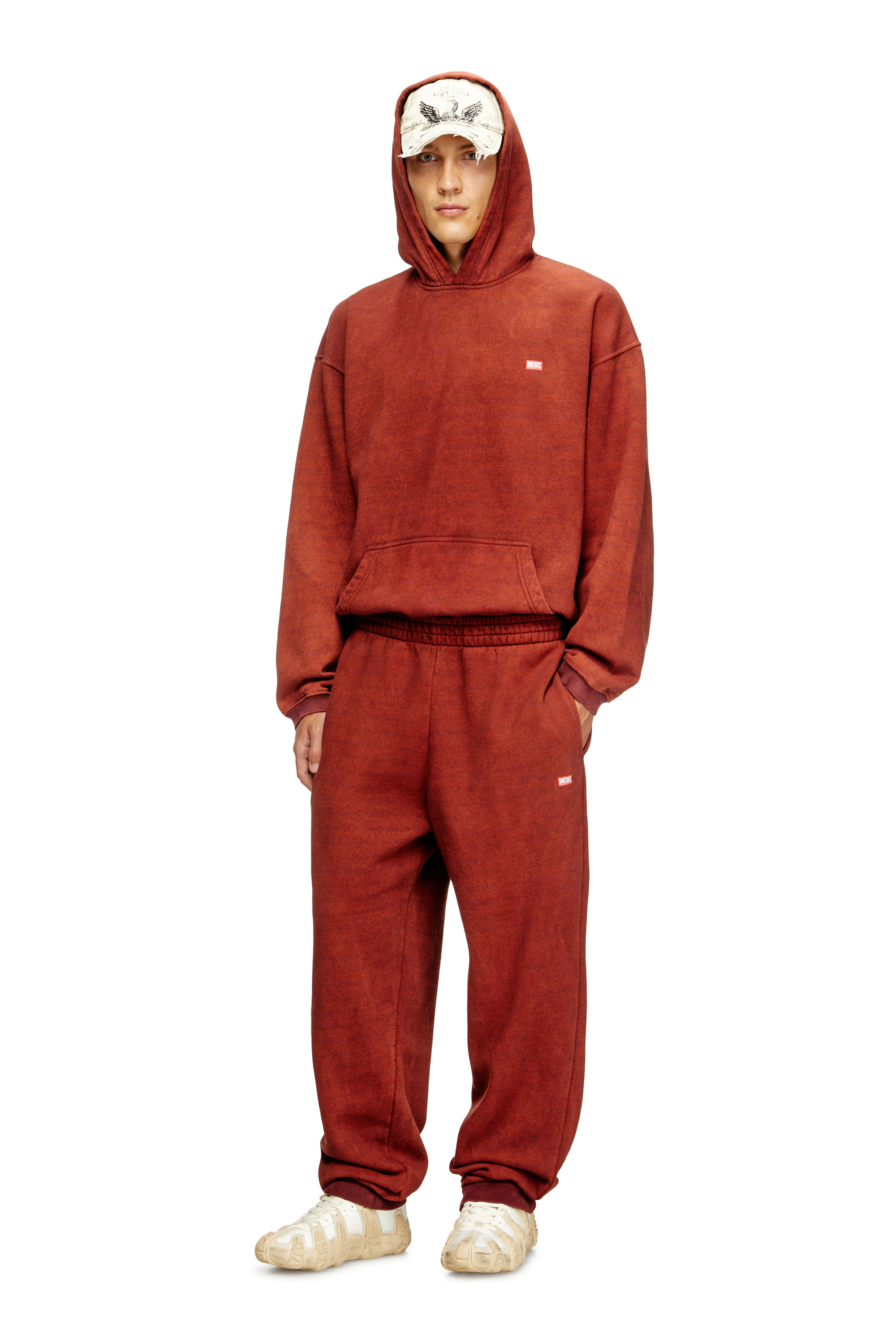 Diesel - P-MARKY-CUFF, Man's Drawstring pants with ribbed trim in Red - 1