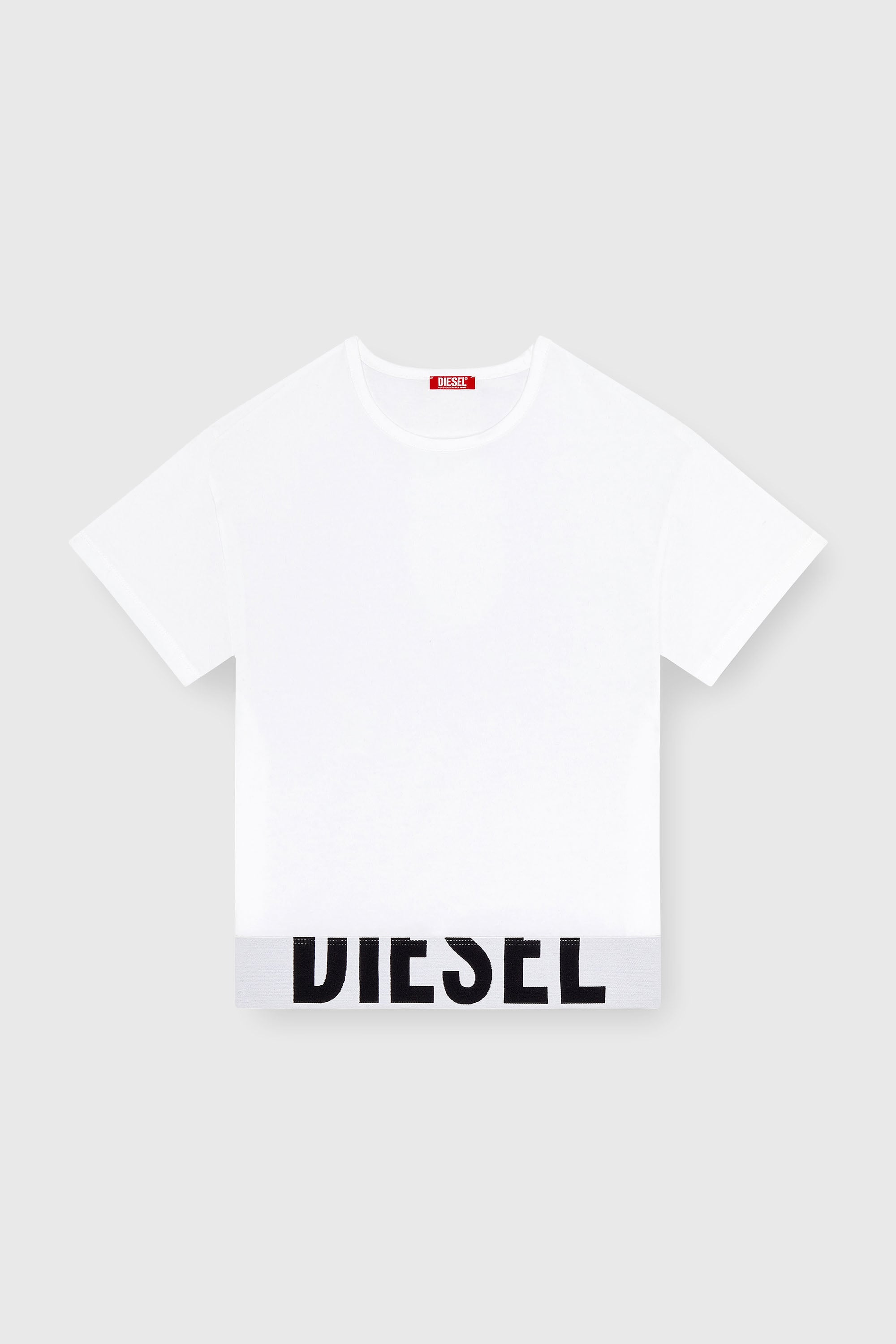 Diesel - UFTEE-SPORT-CROPPED-T-SHIRT, Woman's Sporty cropped top with logo band in White - 2