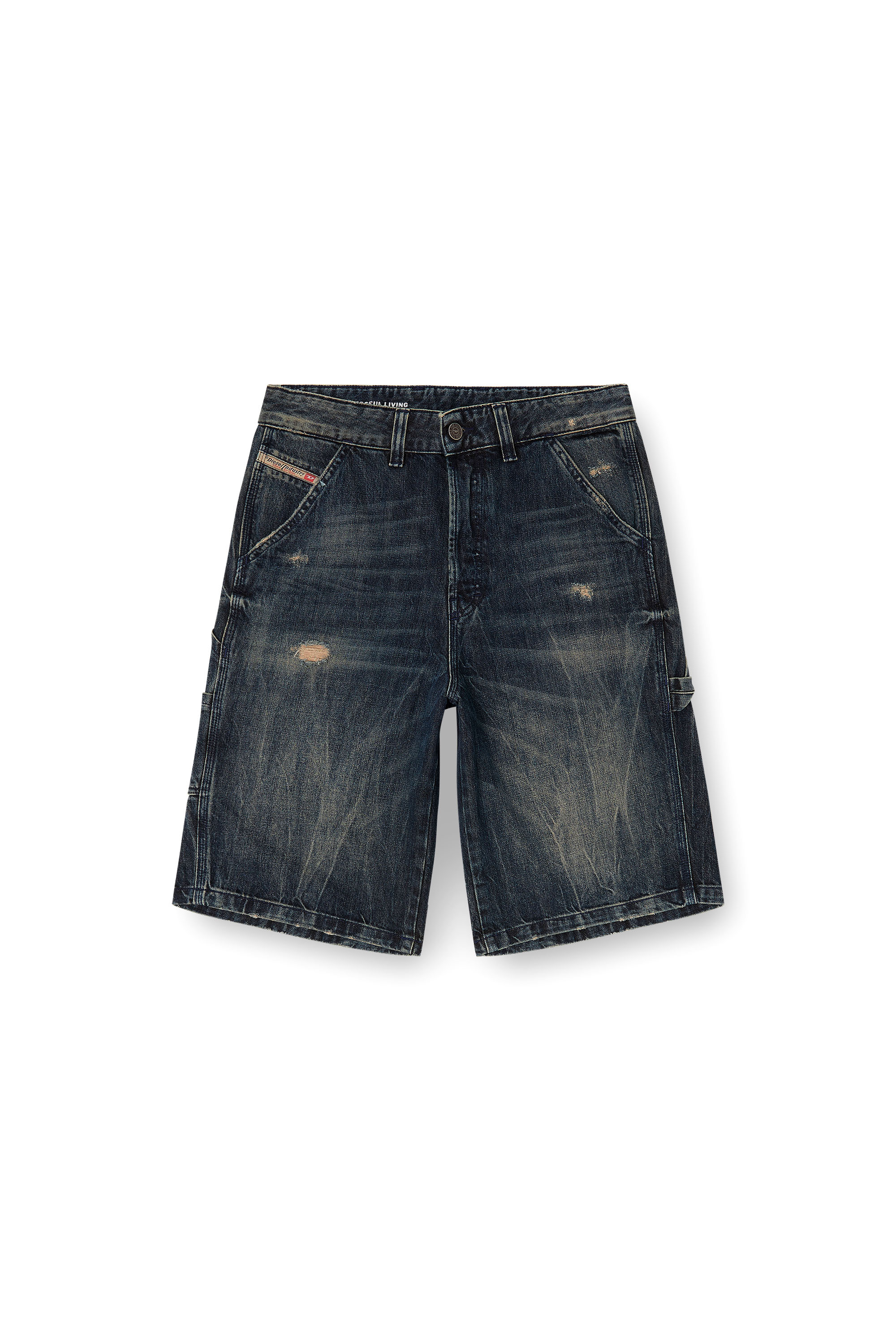 Diesel - D-LIVERY-W-SHORT, Man's Relaxed-fit denim shorts with abrasions in Dark Blue - 2