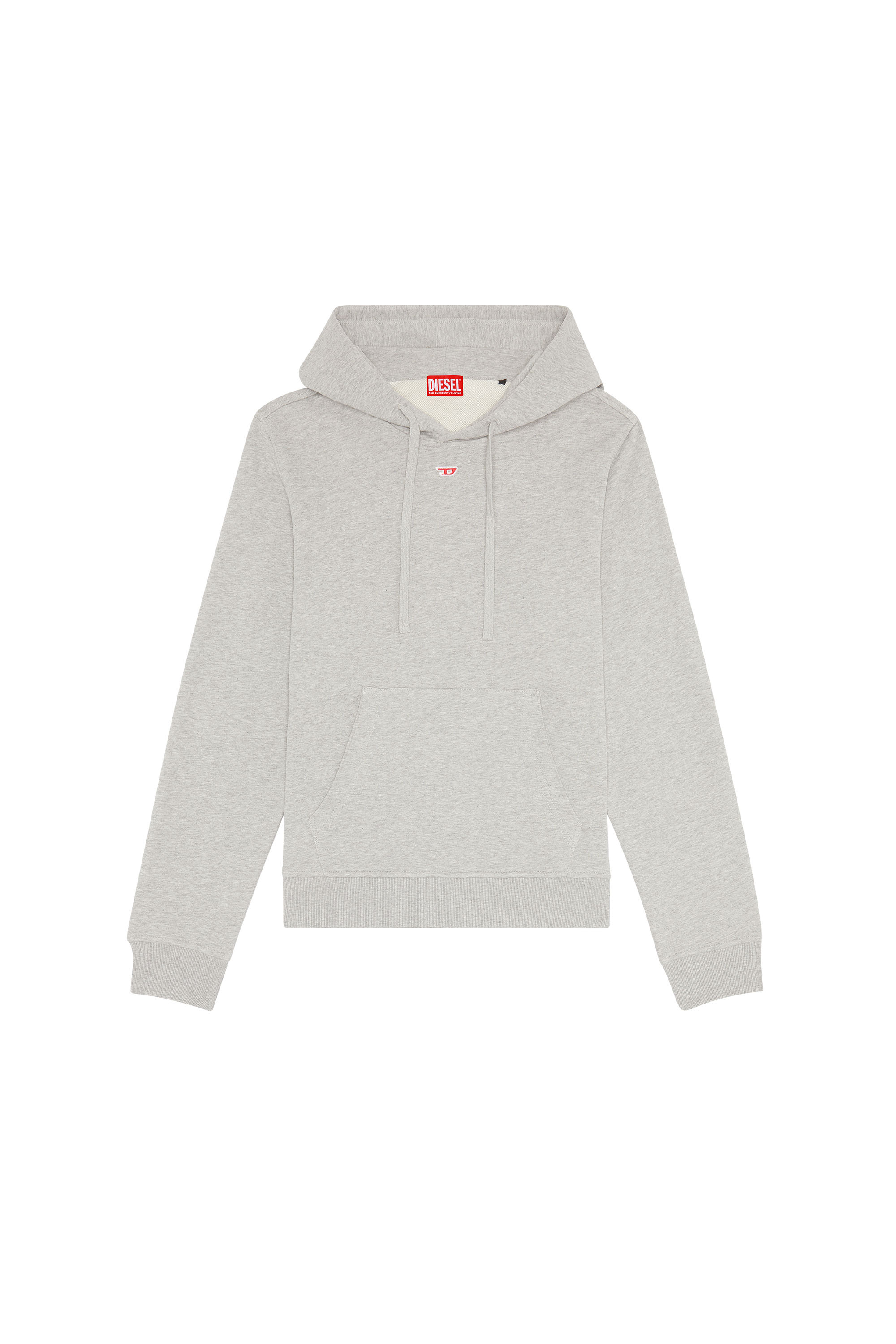 Diesel - S-GINN-HOOD-D, Man Cotton hoodie with mini D patch in Grey - Image 3