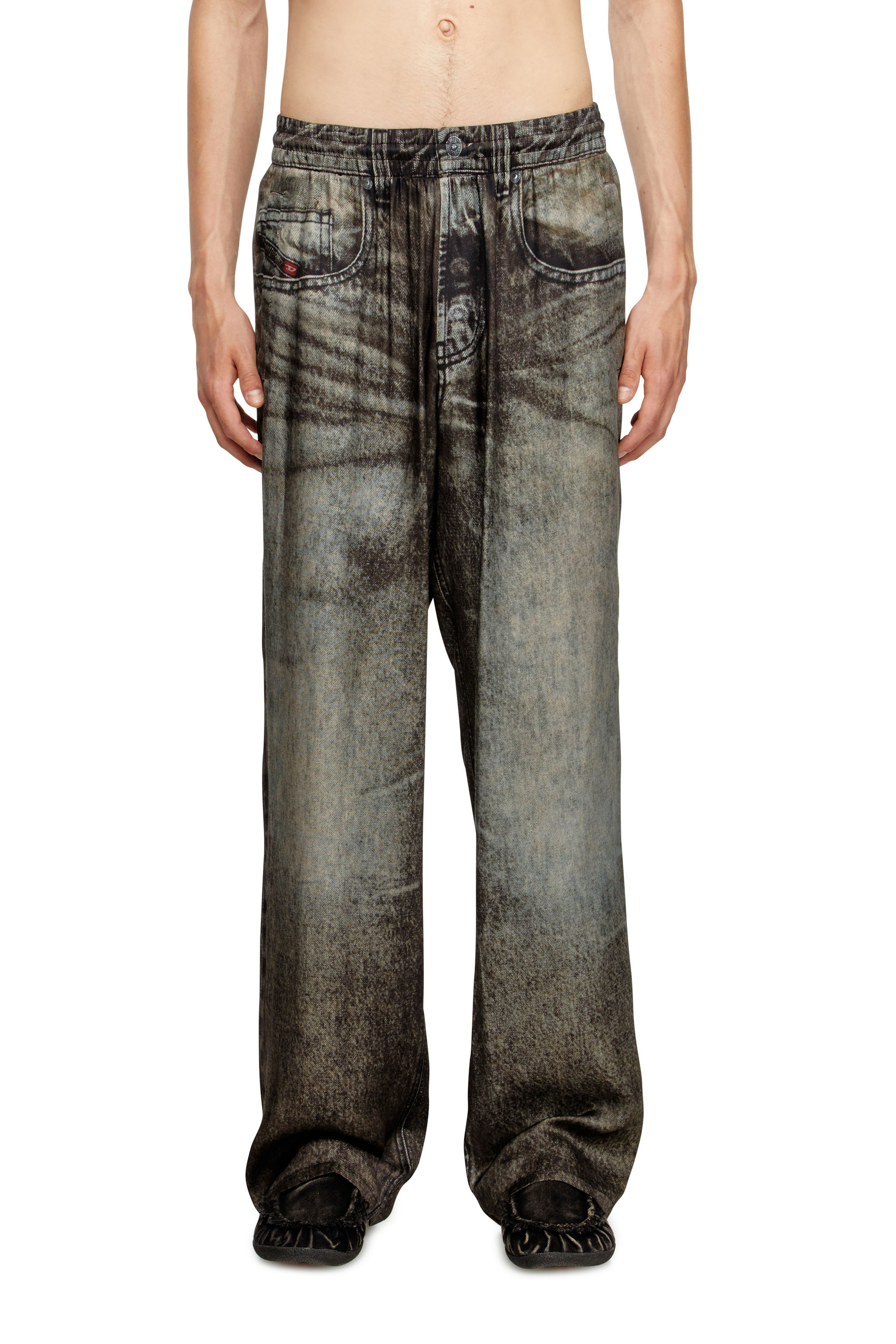 P-THECK-LKCT, Black Diesel - P-THECK-LKCT, Man's Elasticated pants in denim-look viscose in Black - 3