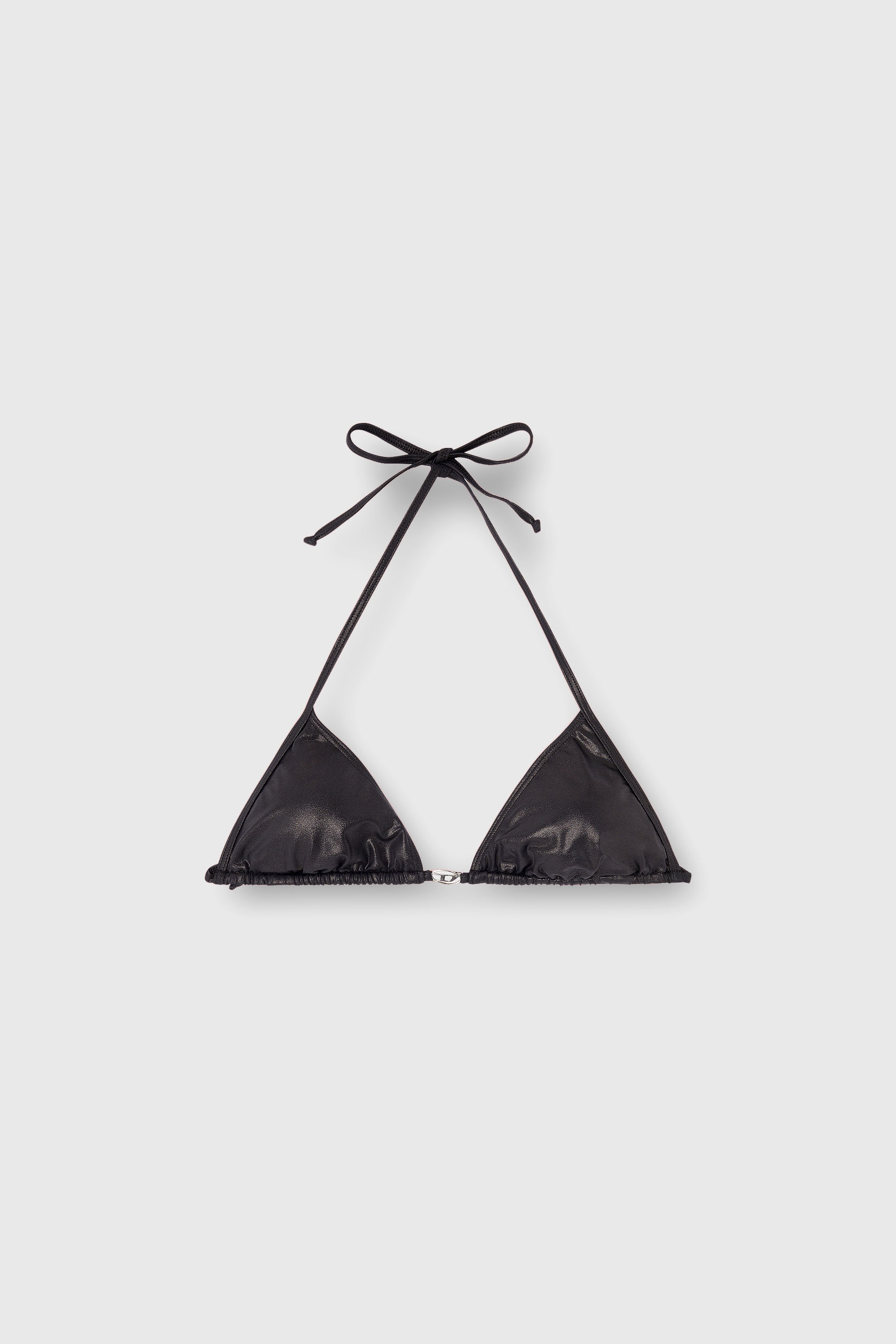 Diesel - ELETTRA-DNM, Woman's Triangle bikini top in shimmery fabric in Black - 4