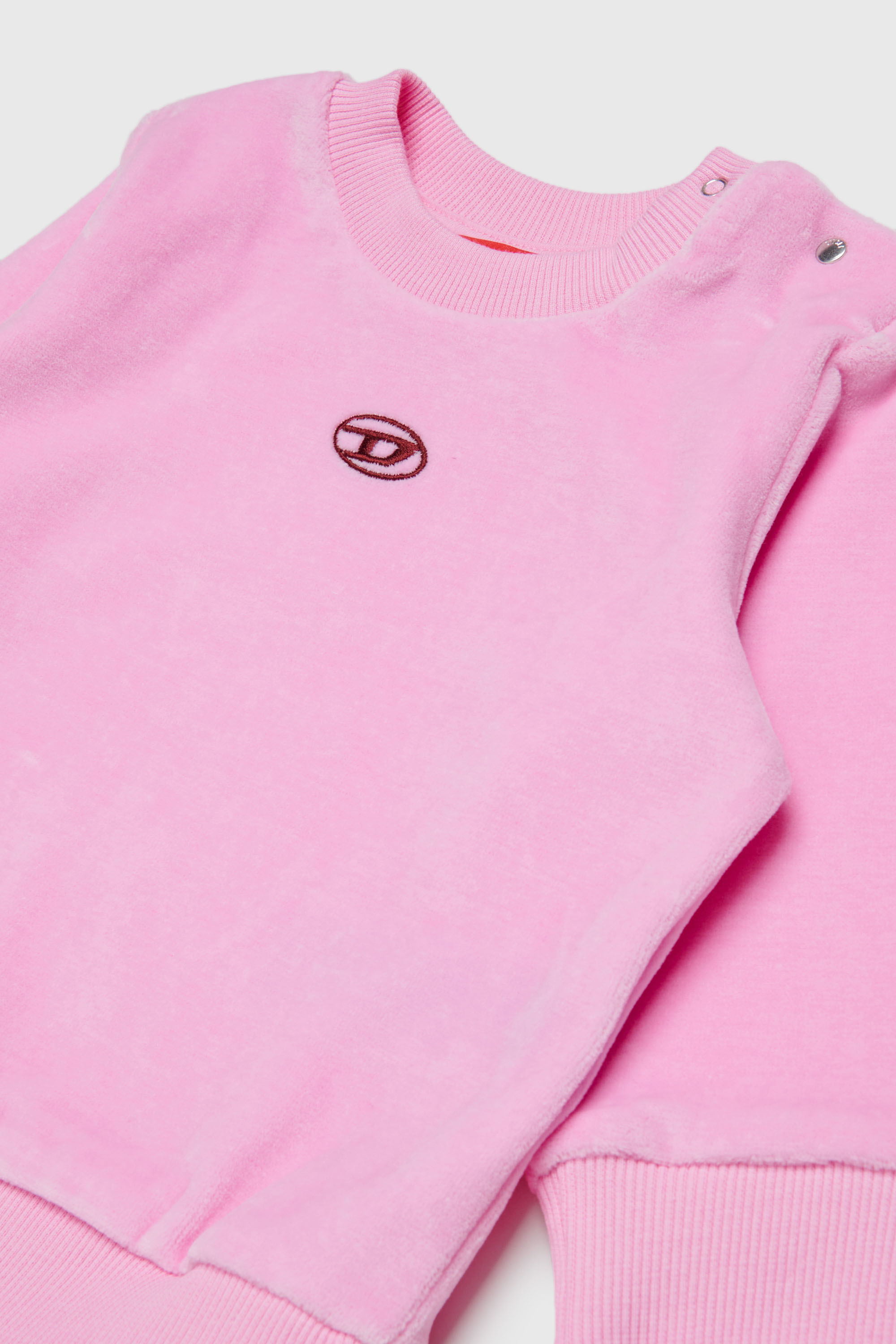 Diesel - SHENIB, Man's Velvet sweatshirt with Oval D embroidery in Pink - 3