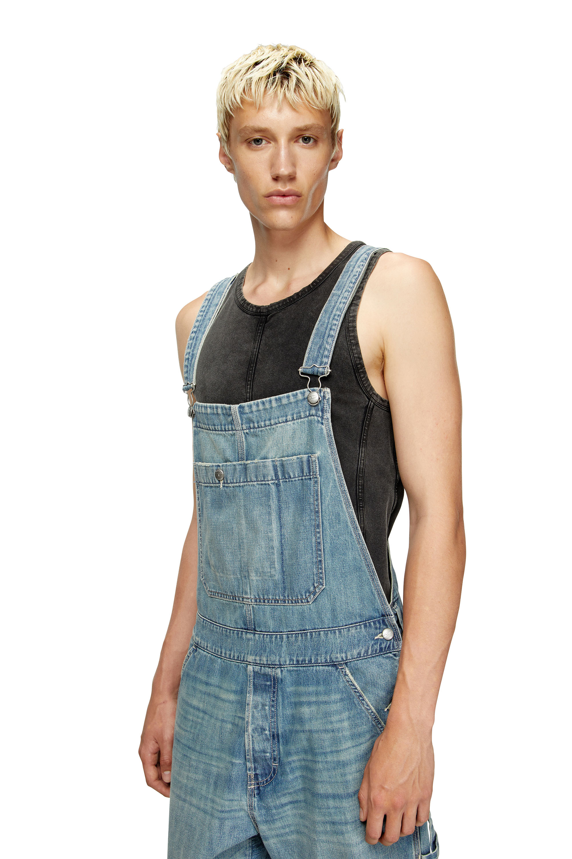 Diesel - D-FRAMU-U, Unisex's Utility-style denim dungarees in Light Blue - 4
